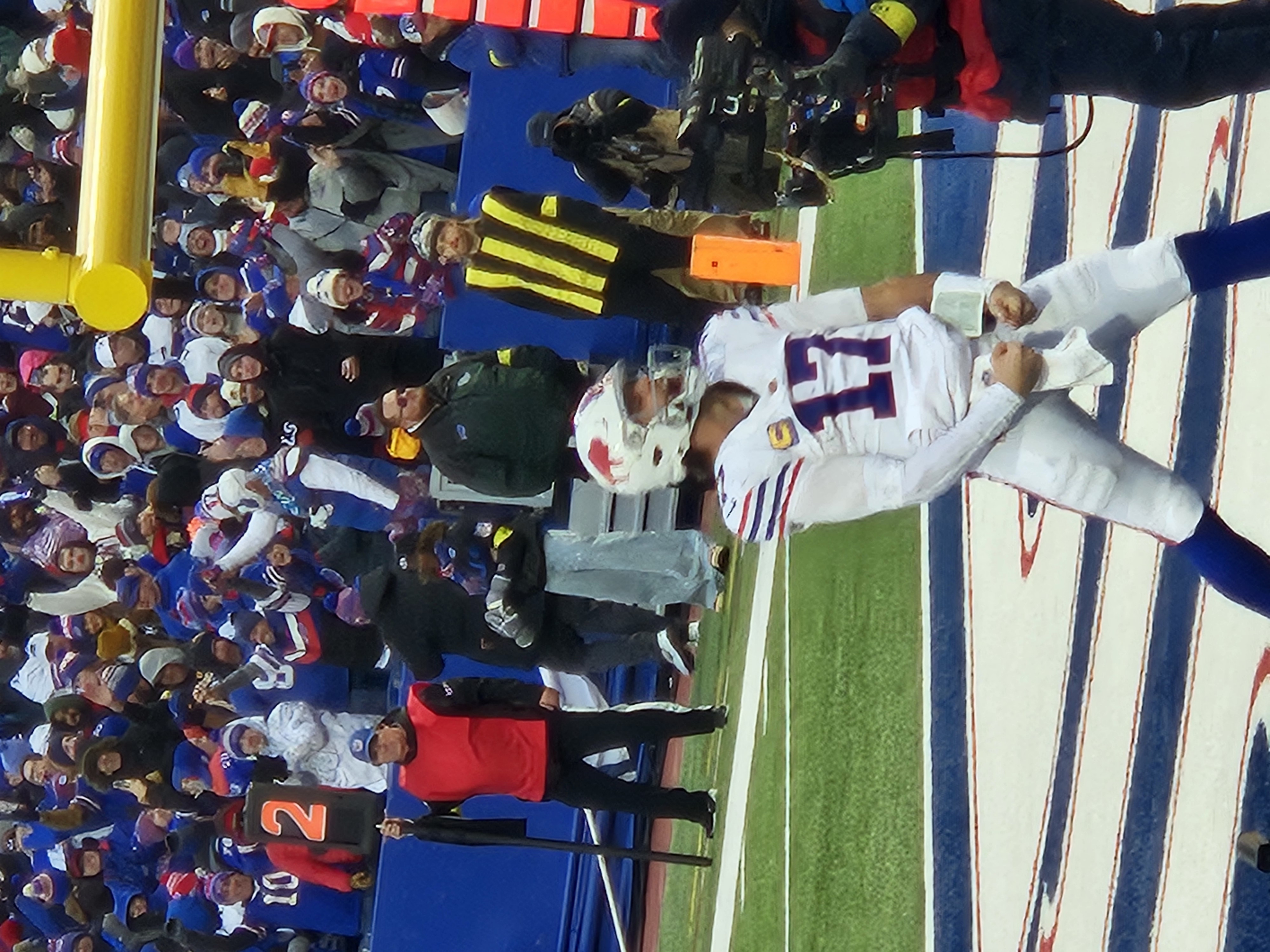 Buffalo Bills quarterback Josh Allen celebrating a touchdown — Bills vs Rams final score hero image