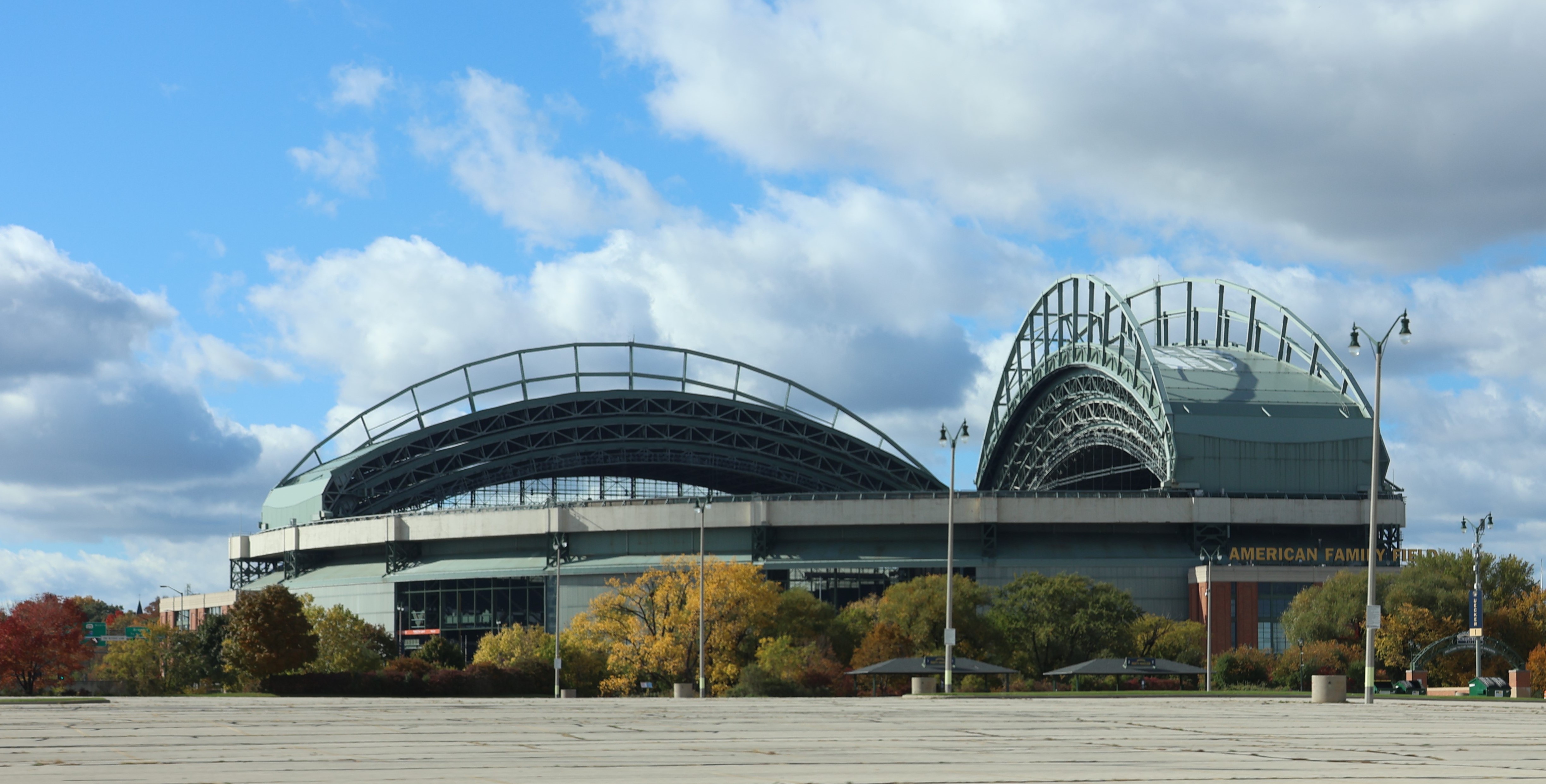 American Family Field in Milwaukee, home of the Brewers, file photo — site of NLCS Game 1