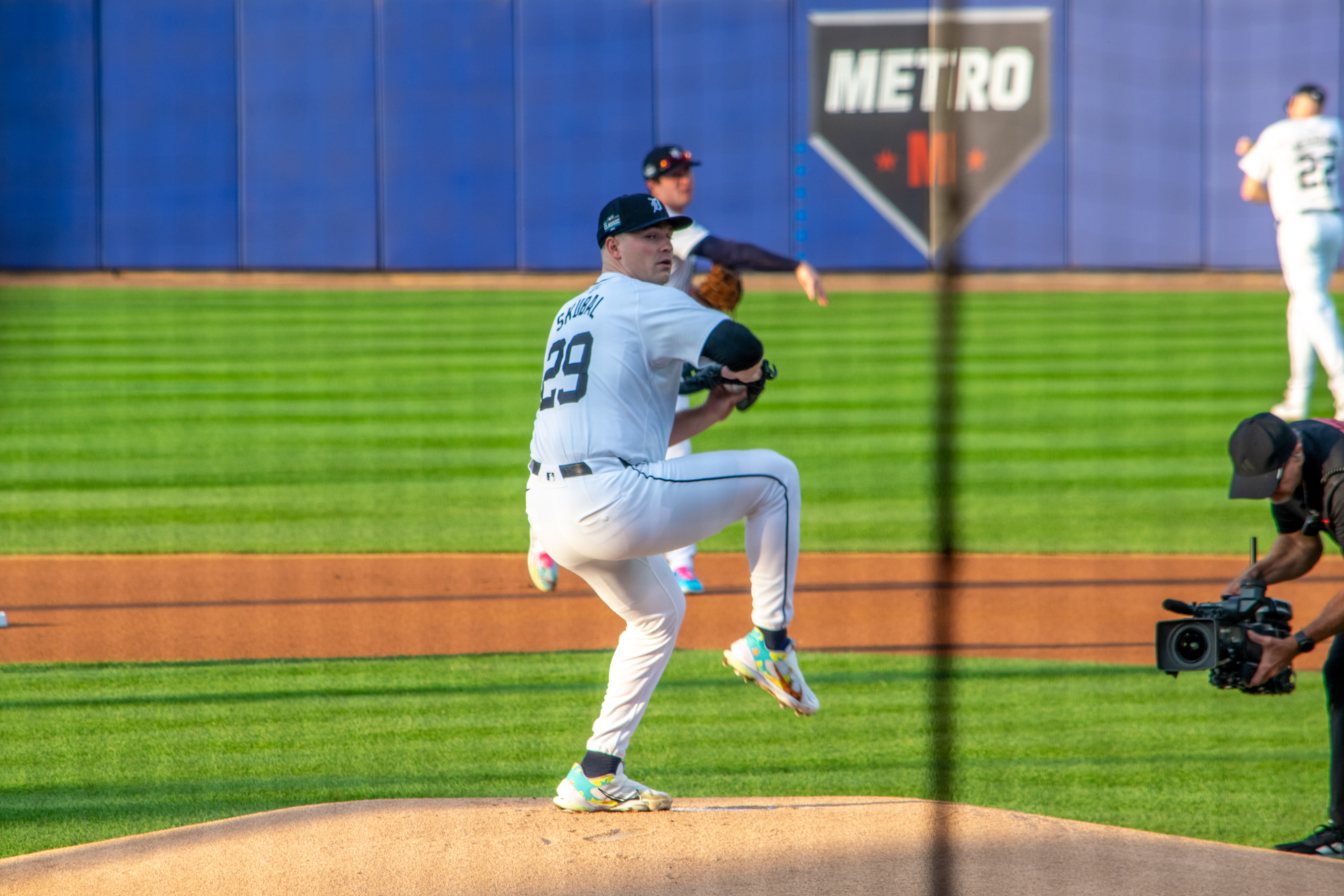 Tarik Skubal pitching, file photo — the Dodgers ace allowed two runs over five innings in NLCS Game 1