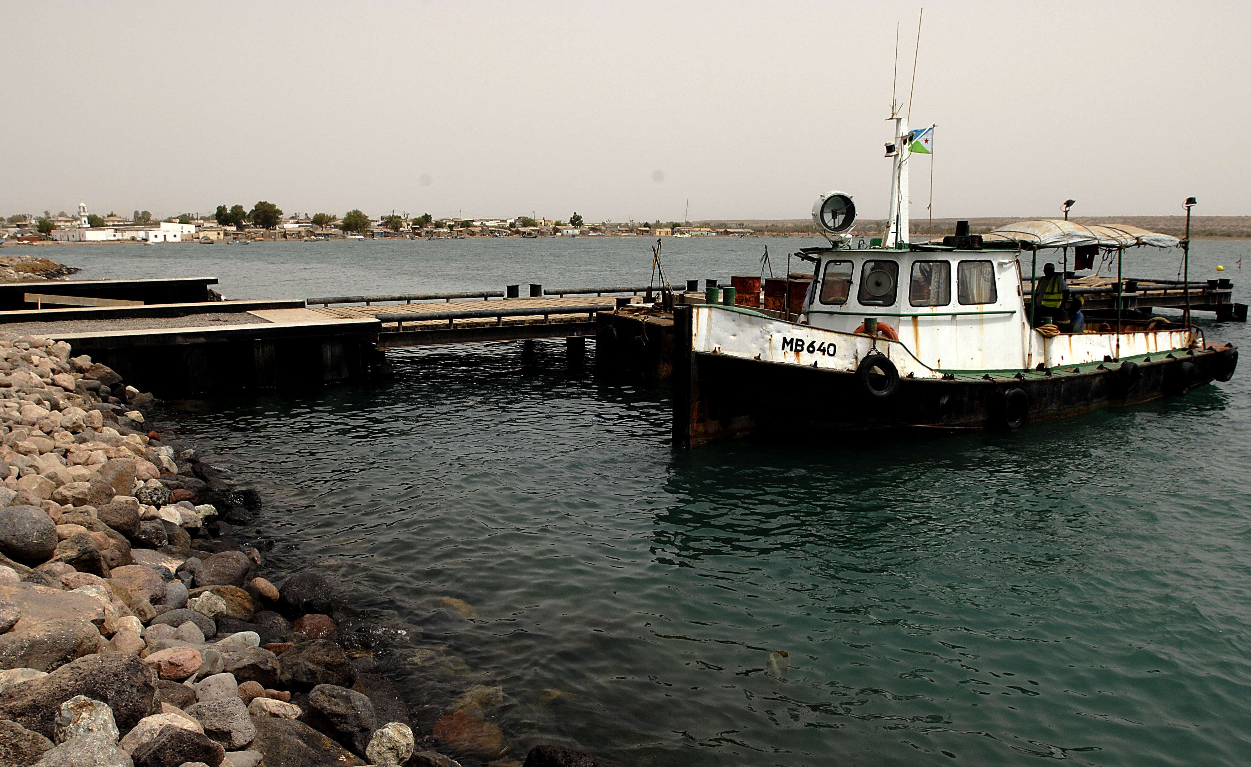 A small tugboat and pier at Obock, Djibouti