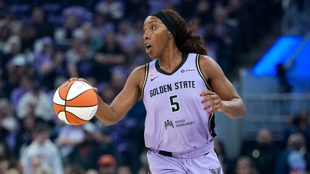 Kayla Thornton handling the ball for the Golden State Valkyries during the 2026 WNBA season
