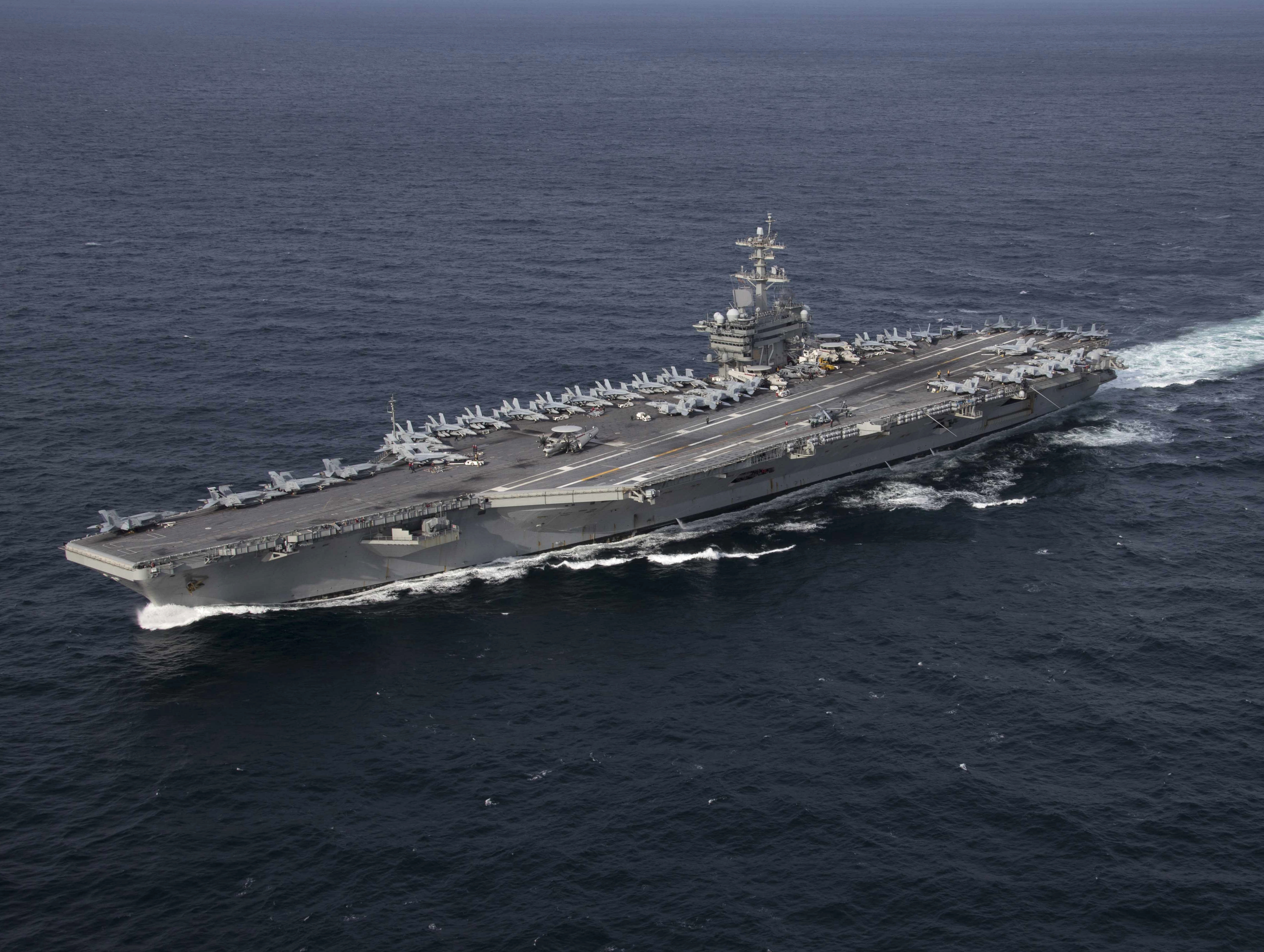 The aircraft carrier USS Abraham Lincoln underway at sea