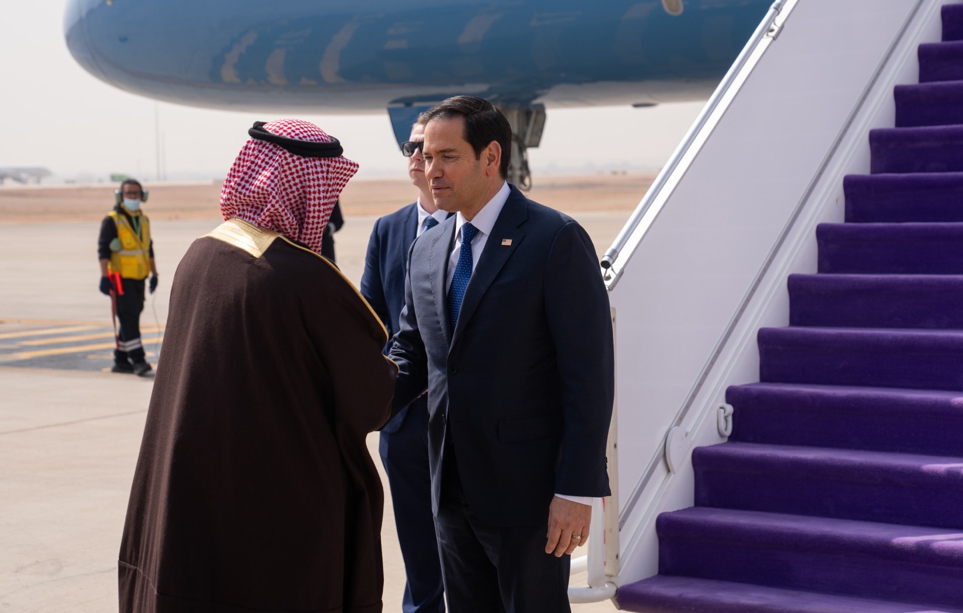 US Secretary of State Marco Rubio arriving in Riyadh, Saudi Arabia