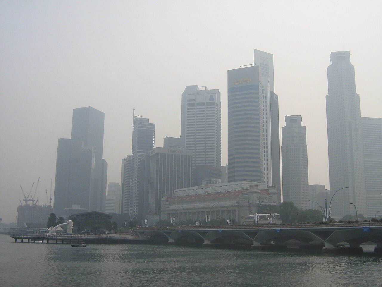 Singapore skyline obscured by transboundary smoke, illustrating the Singapore air pollution haze