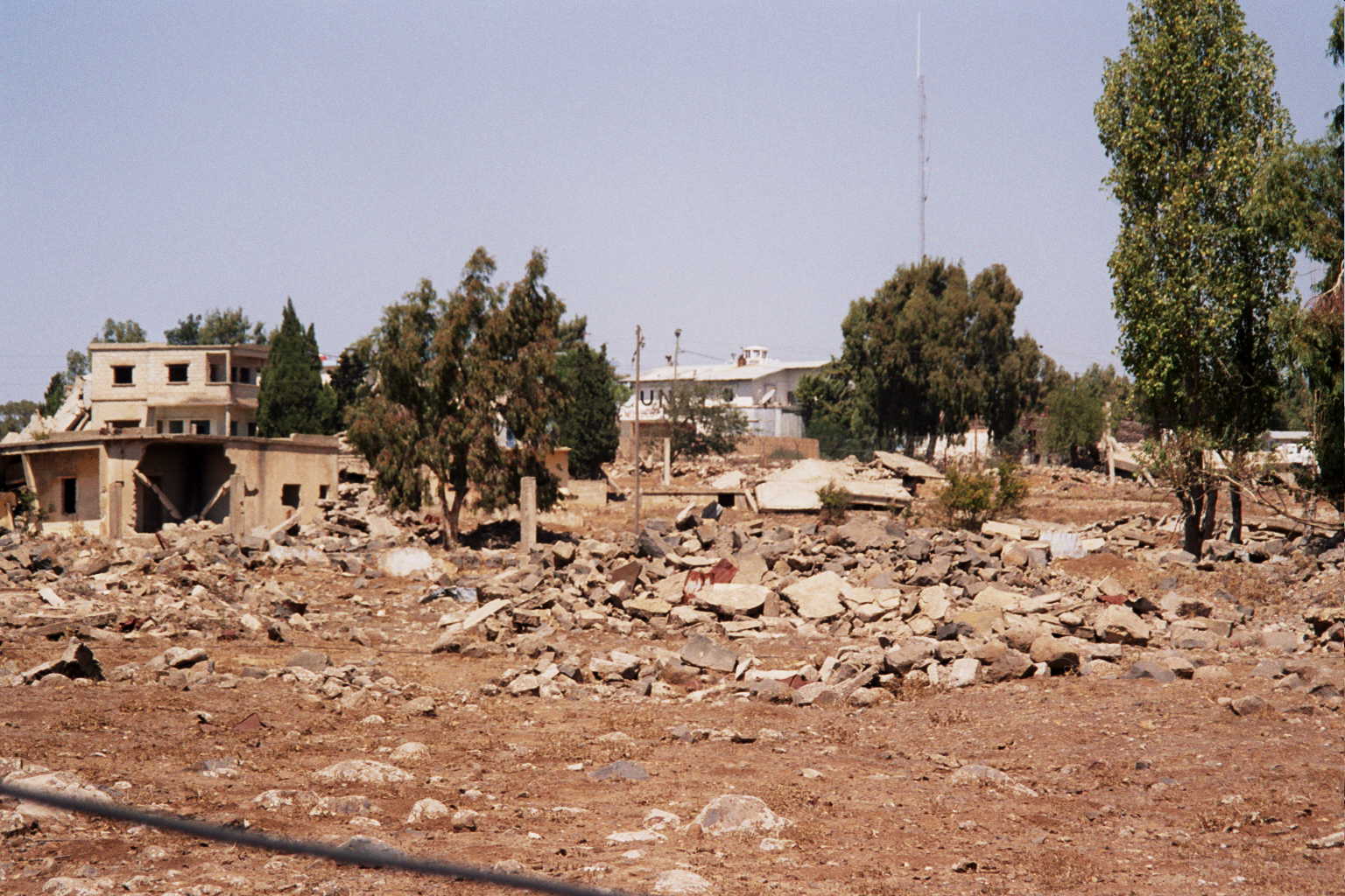 Wreckage in Quneitra, Syria, with a UN marker — the UN says Israeli incursions into Syria hit a record 280 in September 2026