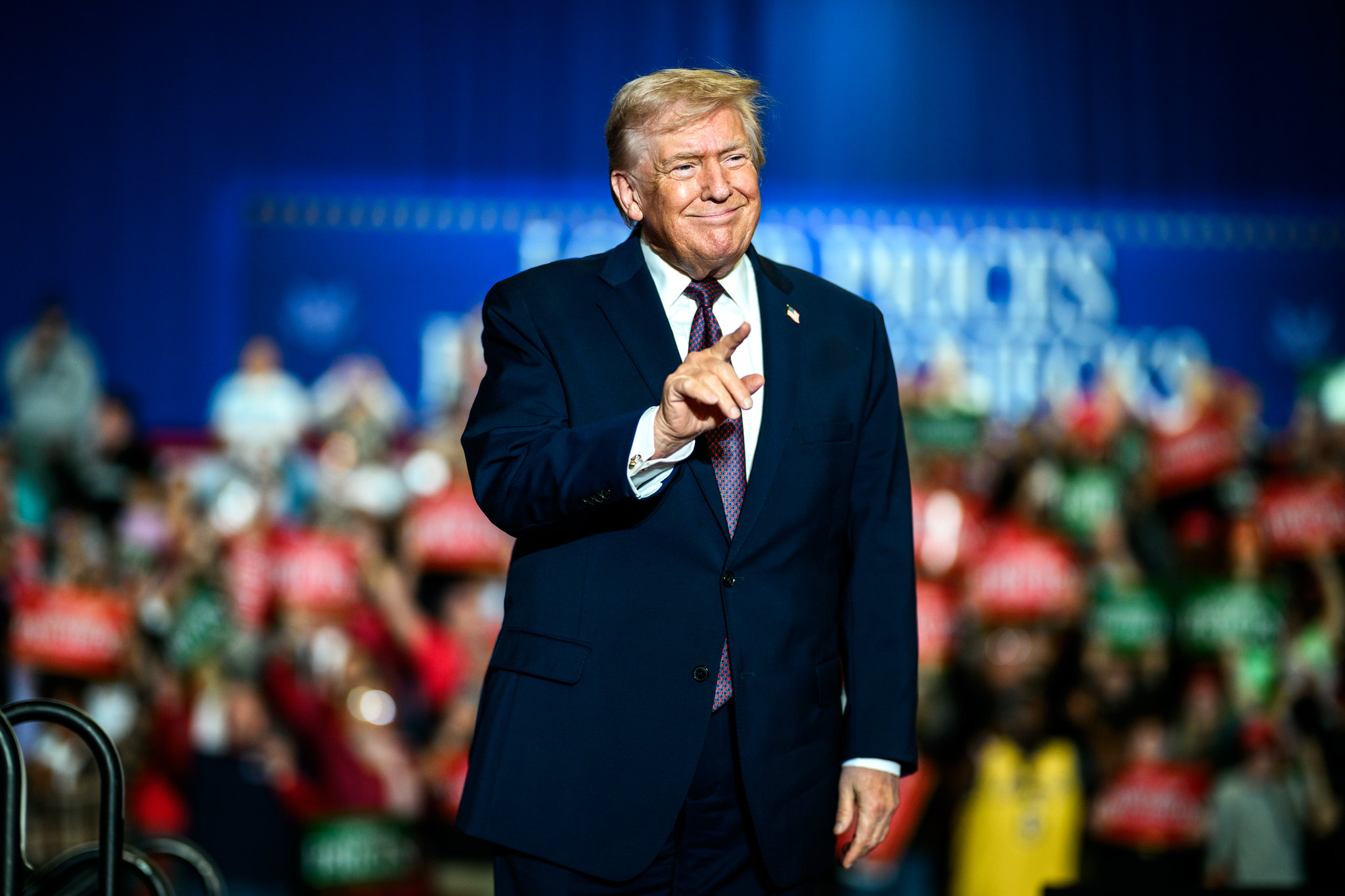 President Donald Trump at a rally before sharing the Letitia James whistleblower story on Truth Social
