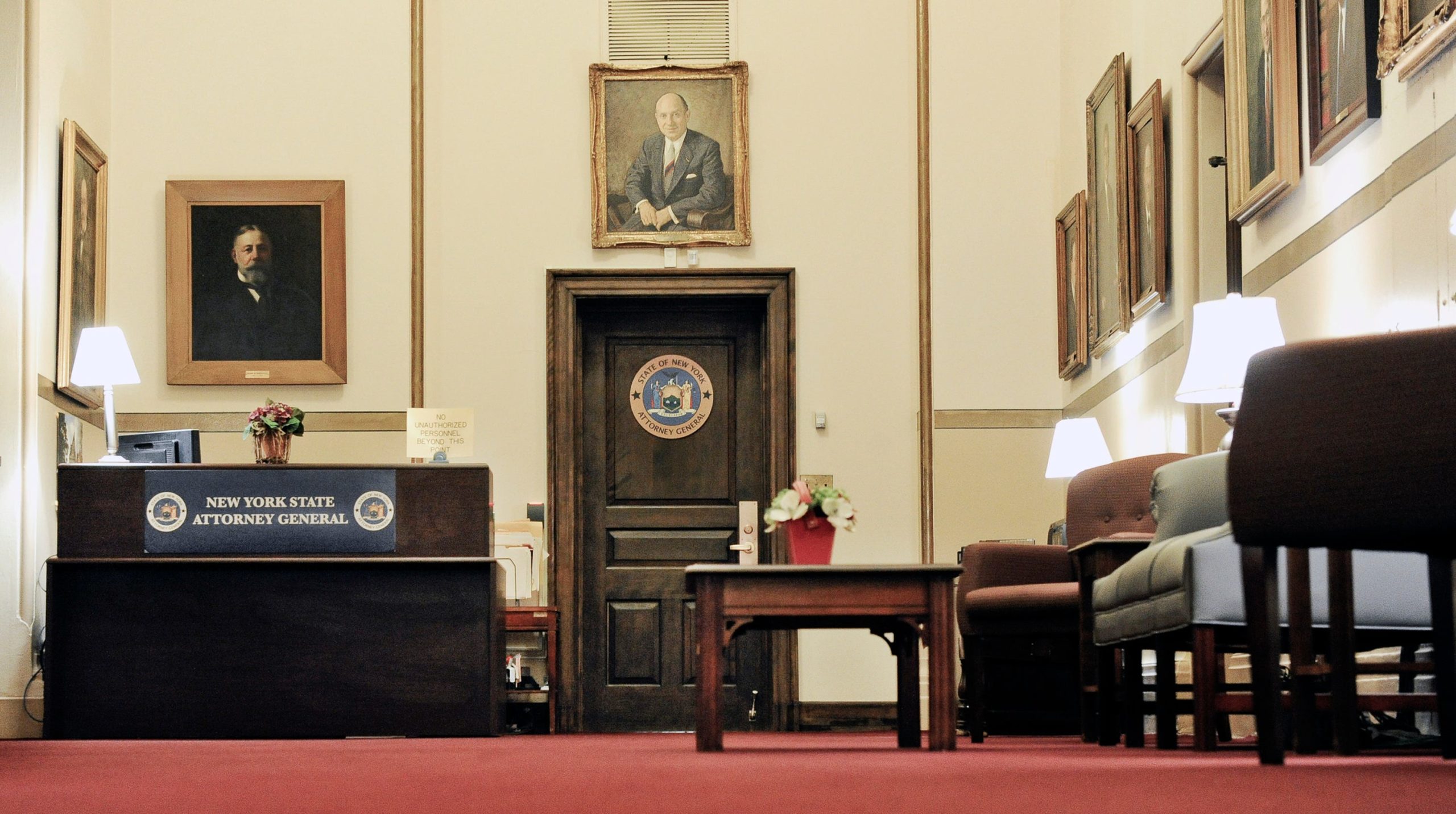 Reception area at the New York State Attorney General's office, where Daniel Wiesenfeld worked