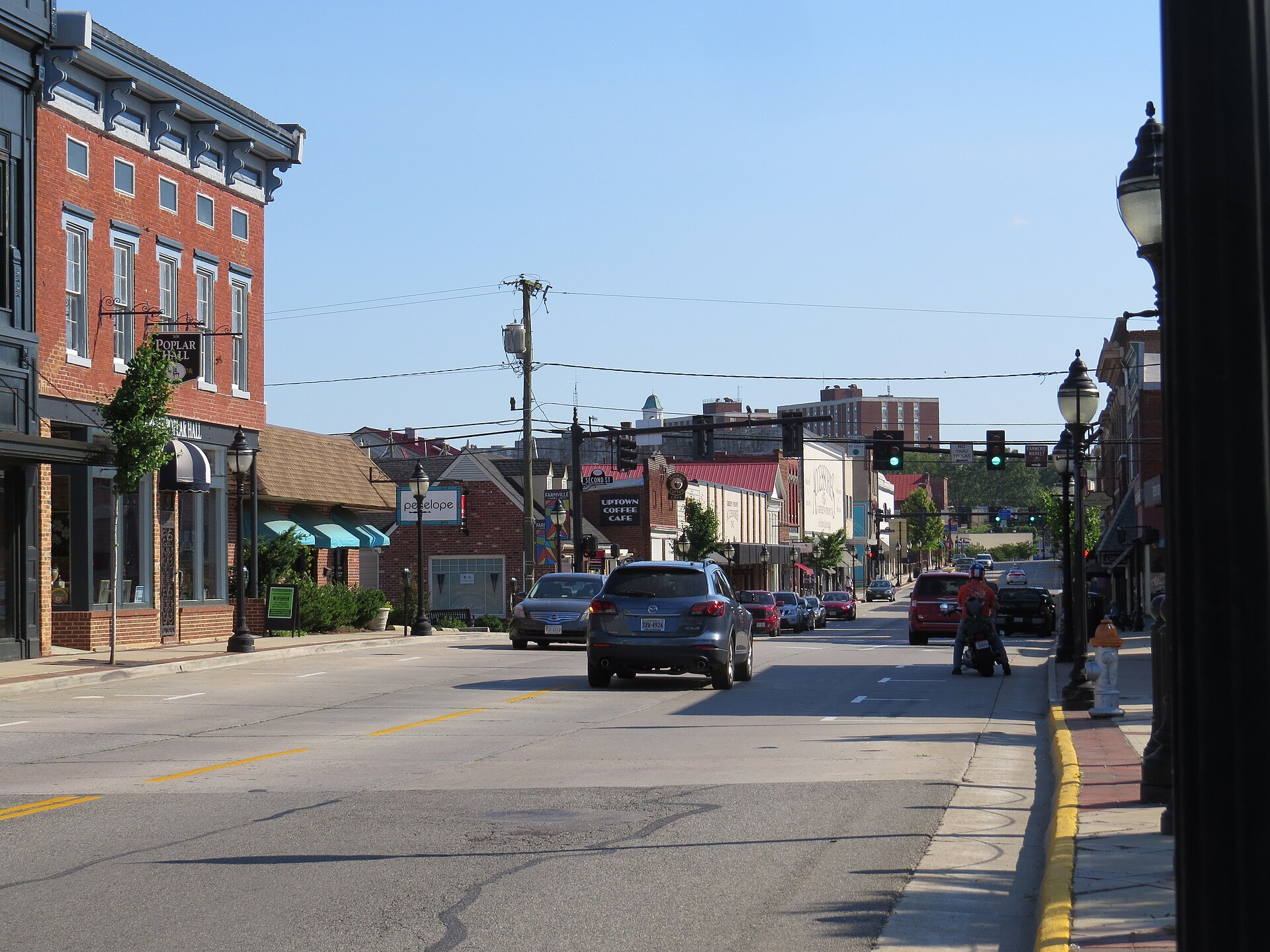 Main Street in Farmville, Virginia — maternity ward closures Medicaid and Centra Southside