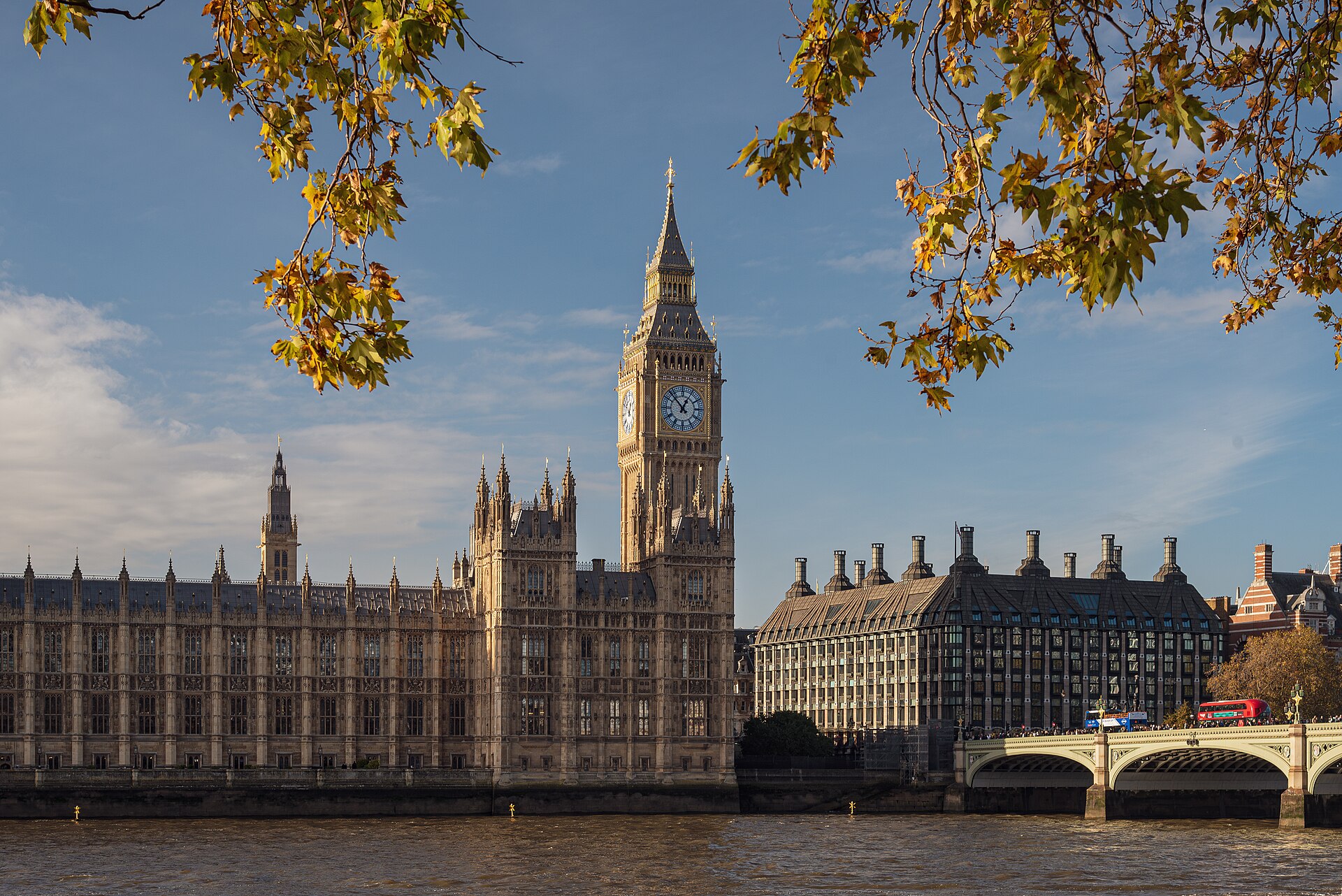 The Palace of Westminster and the Thames in London