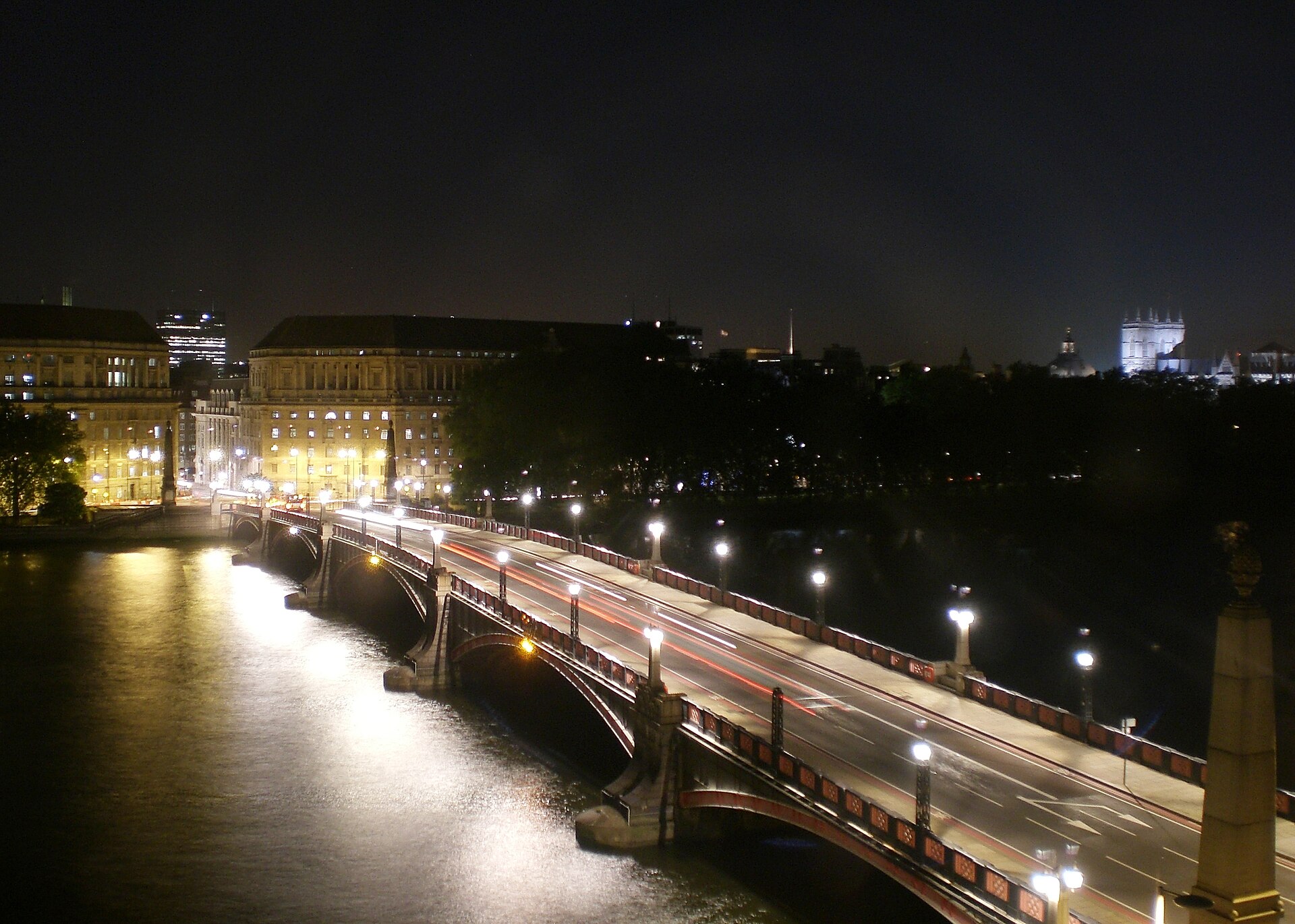 Thames House, MI5 headquarters in London, across Lambeth Bridge at night, MI5 chief McCallum Iran Russia hybrid threats