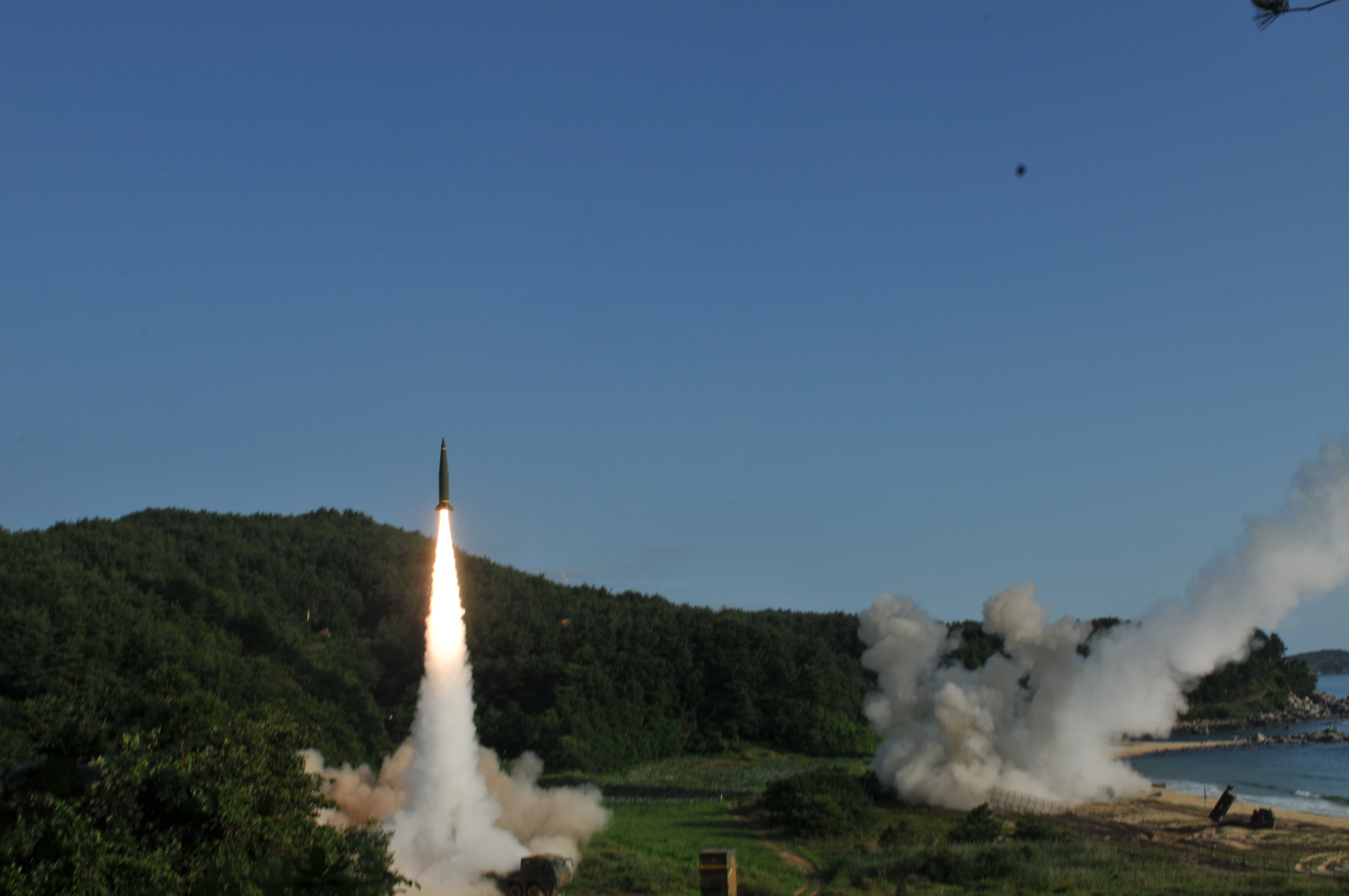 A US and South Korean live-fire exercise launching an ATACMS missile during an allied precision firing drill