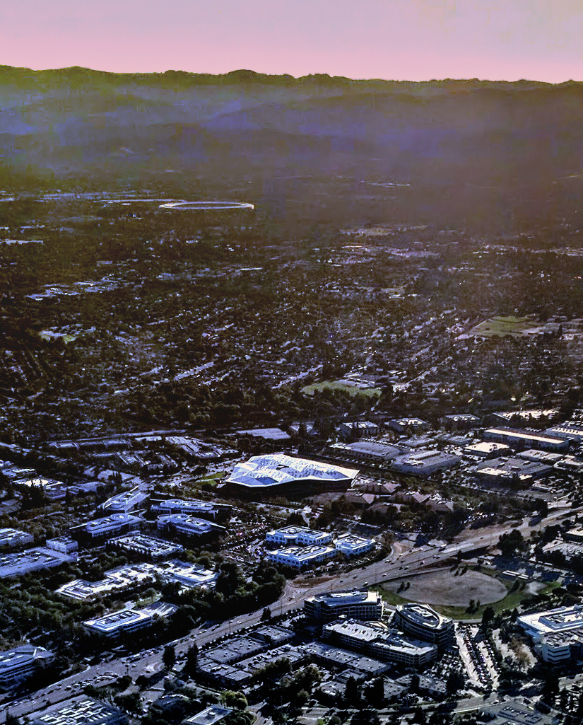 Aerial view of Nvidia headquarters in Santa Clara, California — Nvidia China AI chip share fell to 34 percent in the first half of 2026