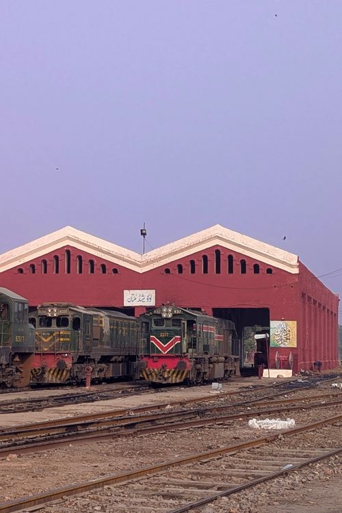 Pakistan Railways diesel locomotives at the Multan depot in Punjab