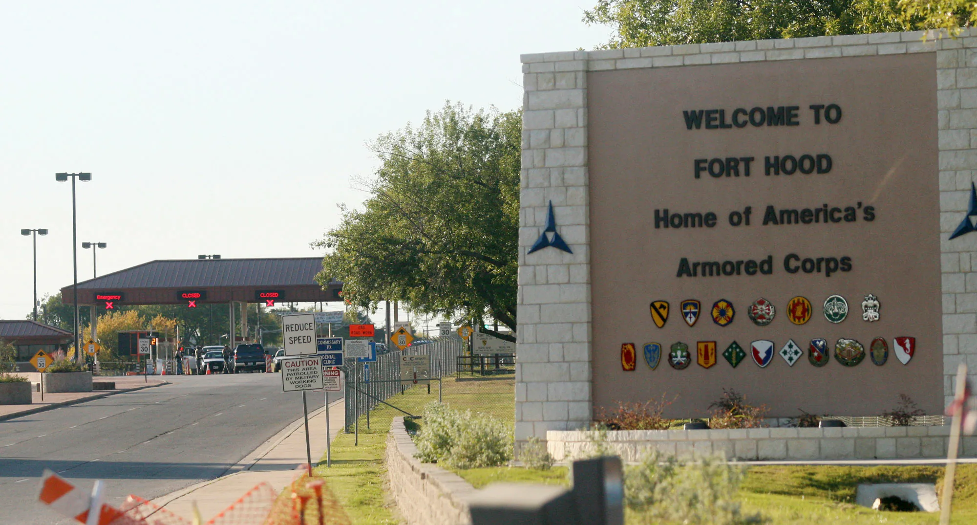 Fort Hood main gate in Texas