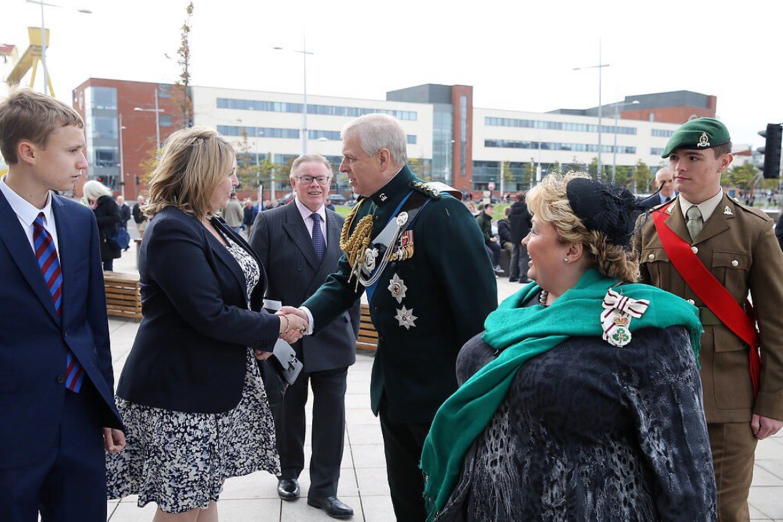 Andrew Mountbatten-Windsor, formerly Prince Andrew, in Northern Ireland in 2018