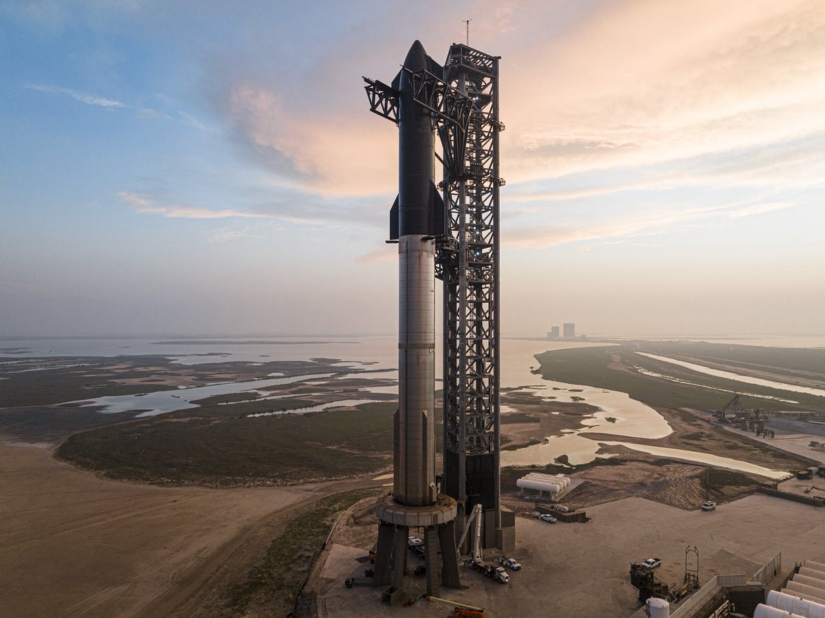 SpaceX Starship vehicle during launch preparations