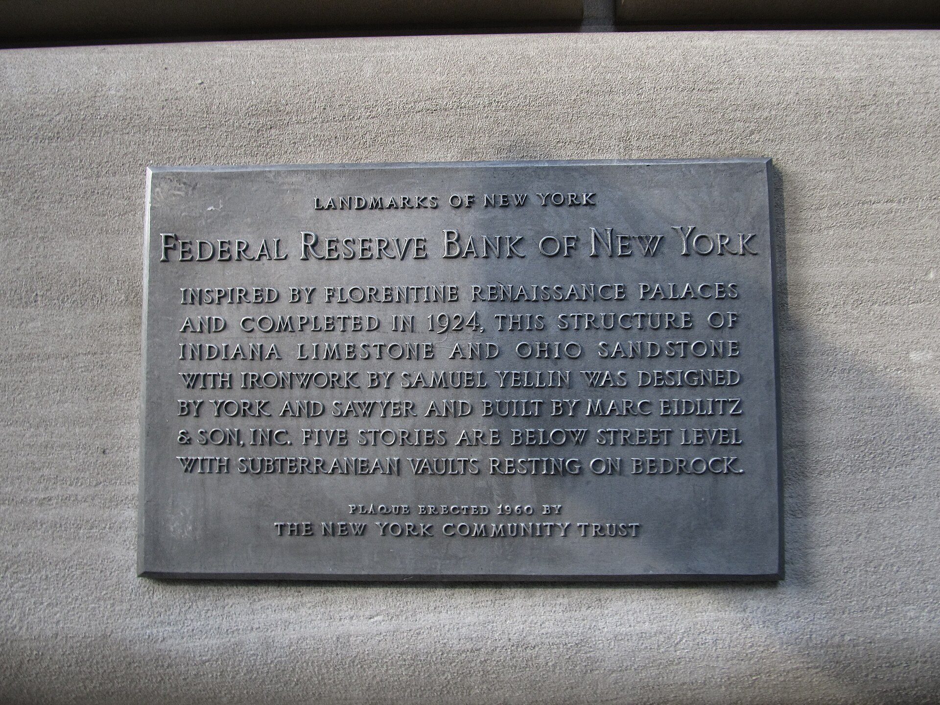 The Federal Reserve Bank of New York in Manhattan as investors weighed the path of Federal Reserve rate hikes