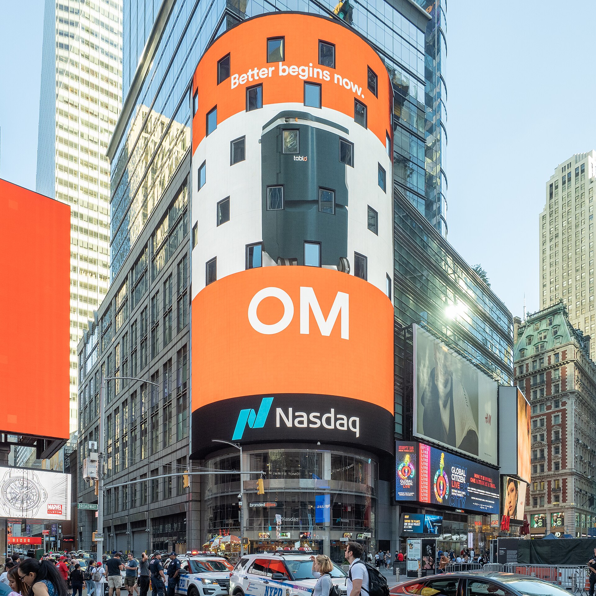 The Nasdaq MarketSite tower in Times Square, New York, as the Dow, S&P 500 and Nasdaq all closed lower on October 13, 2026