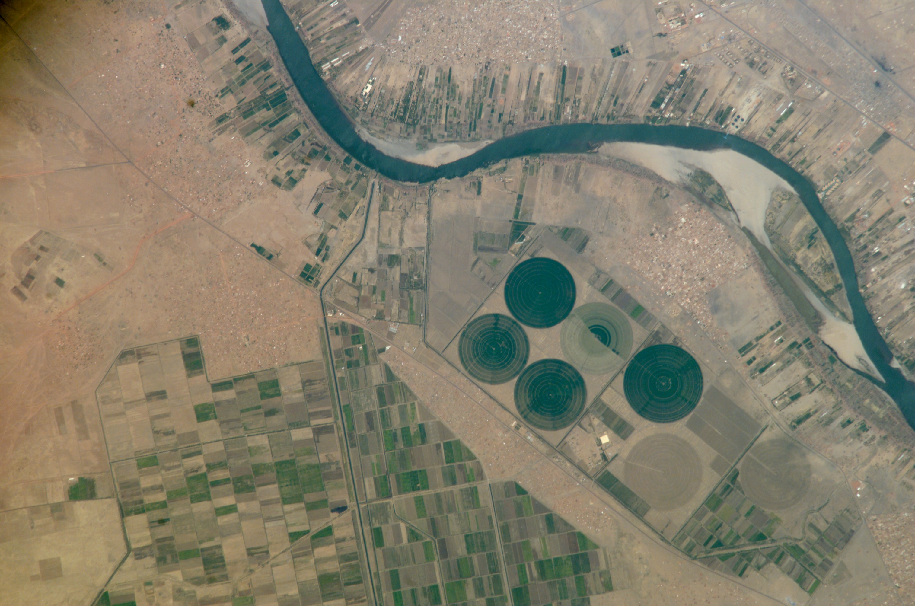 NASA astronaut photograph showing Sudan and the Blue Nile River near the state where the Wad al-Mahi drone strike occurred