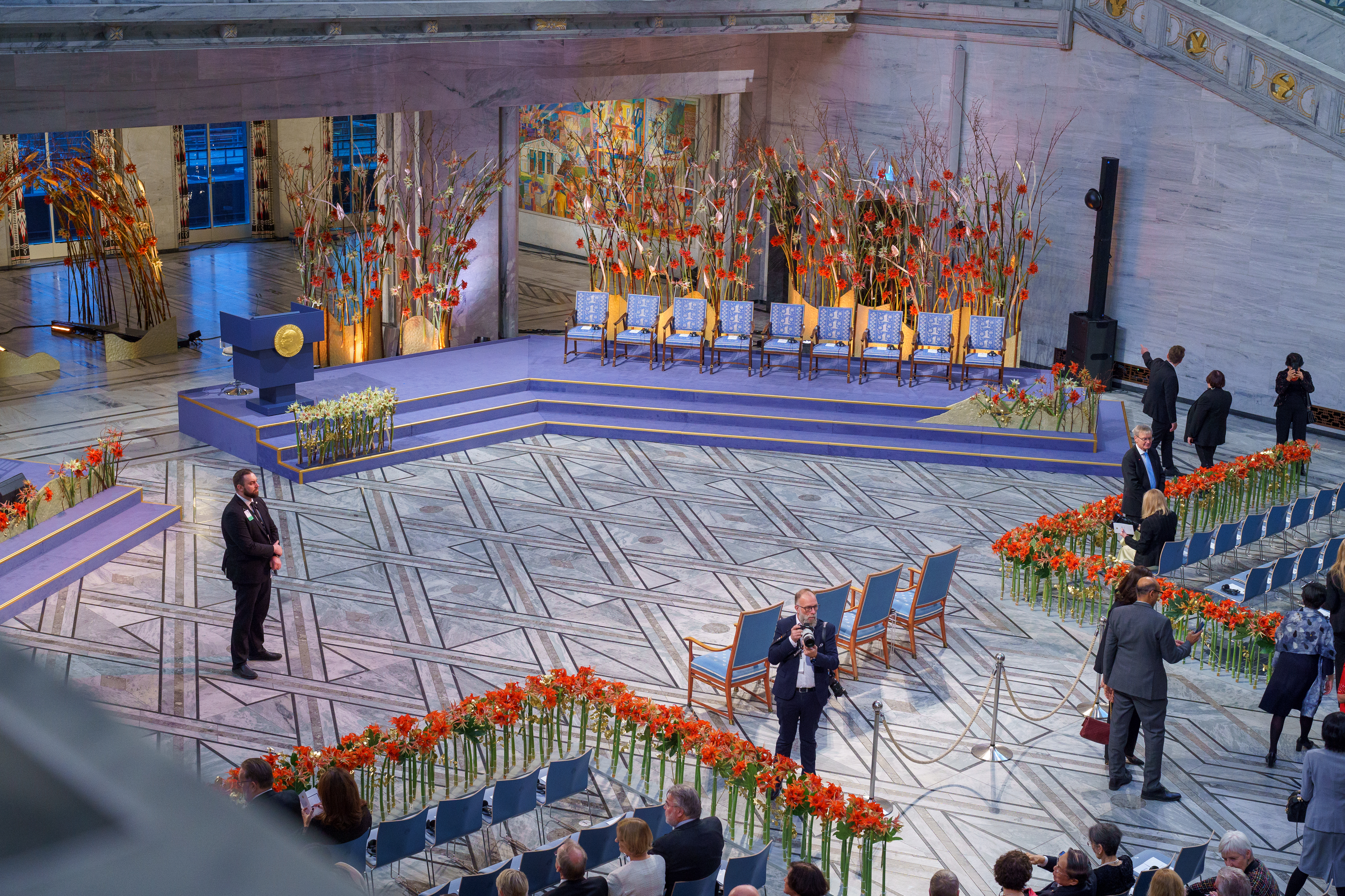 Nobel Peace Prize award ceremony at Oslo City Hall, focal point of the Trump Nobel dispute