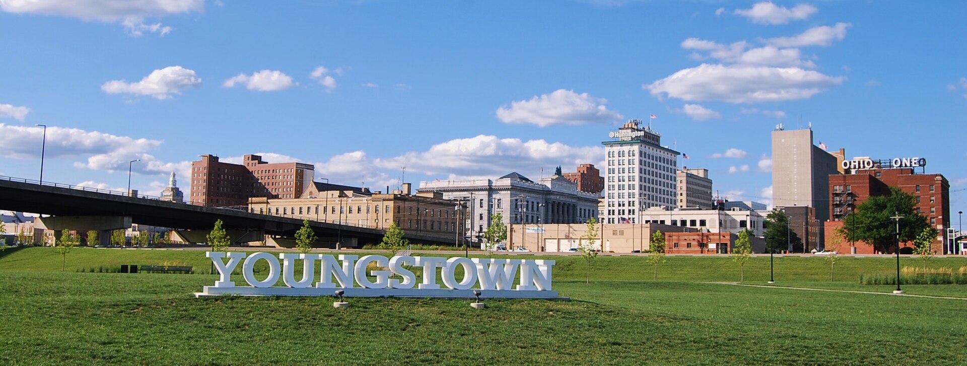 The Youngstown, Ohio skyline seen from Wean Park, in the Mahoning Valley
