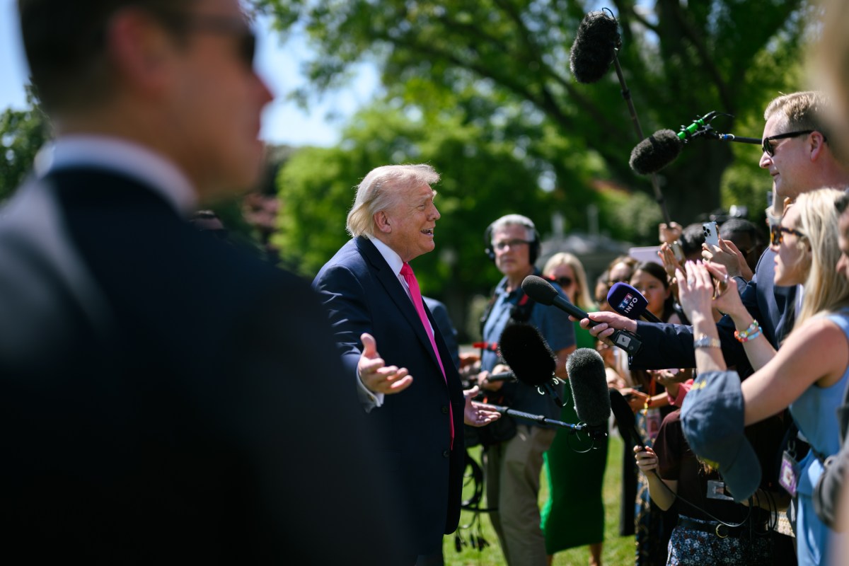 President Donald Trump speaking with reporters about the Putin wants a deal question on the White House South Lawn