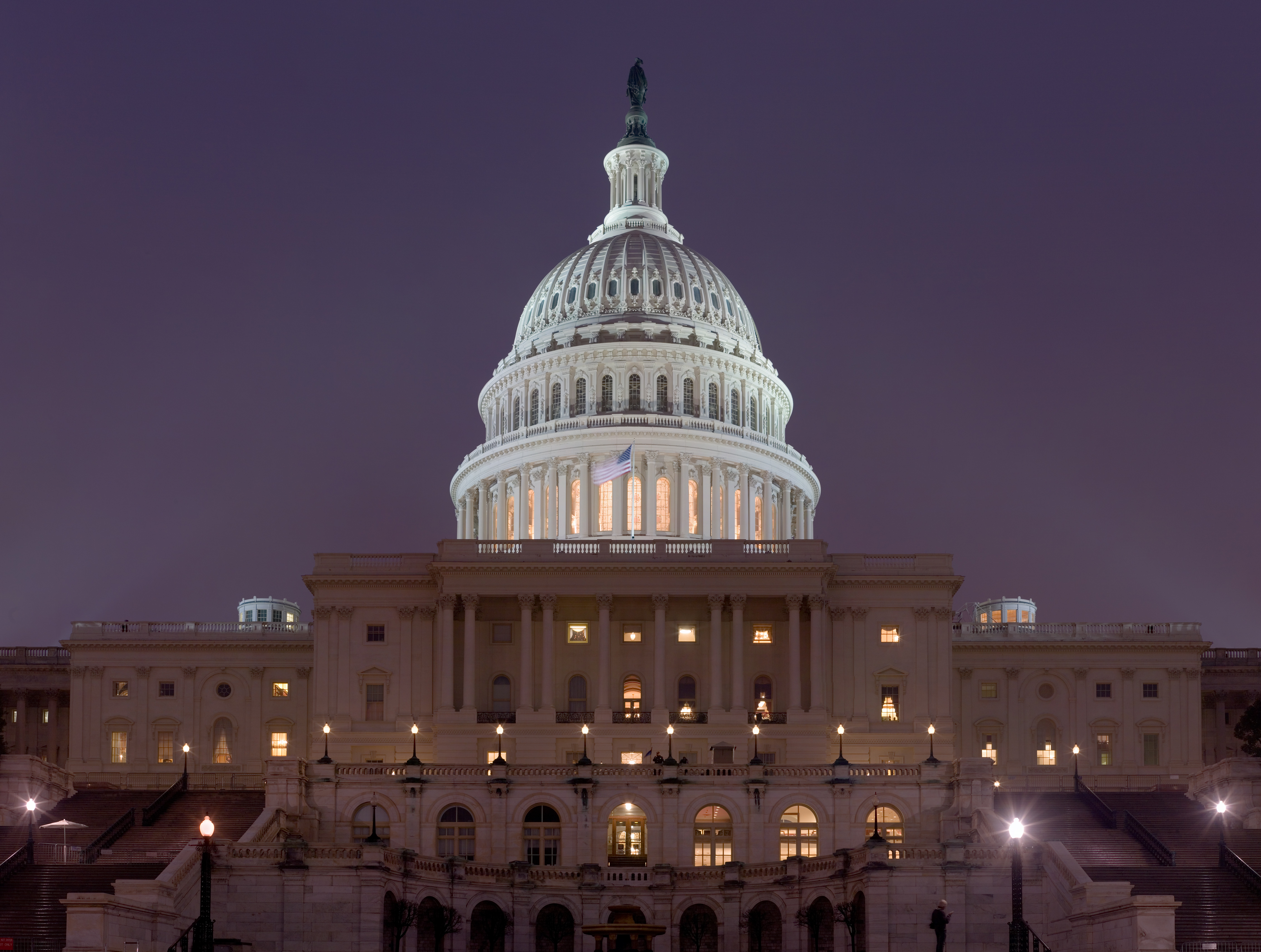 The U.S. Capitol at night in Washington, D.C., ahead of the November 3 midterm elections