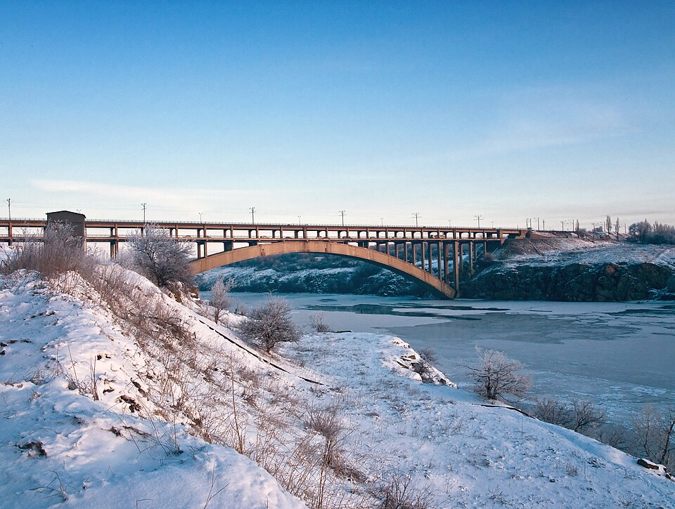 Preobrazhensky Bridge over the Dnieper in Zaporizhzhia, Ukraine, shown in a file photograph