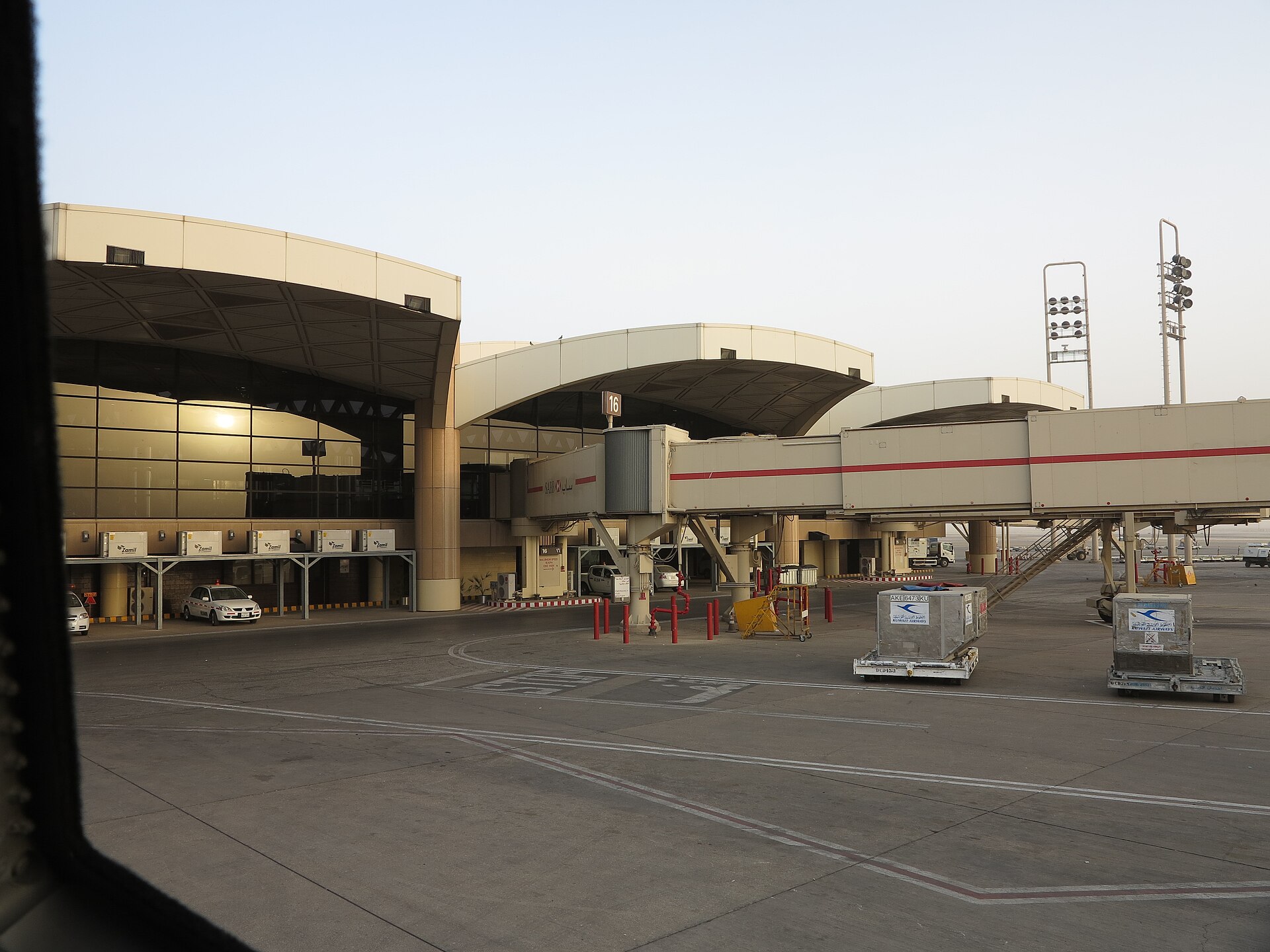 The apron and a jet bridge at King Khalid International Airport in Riyadh