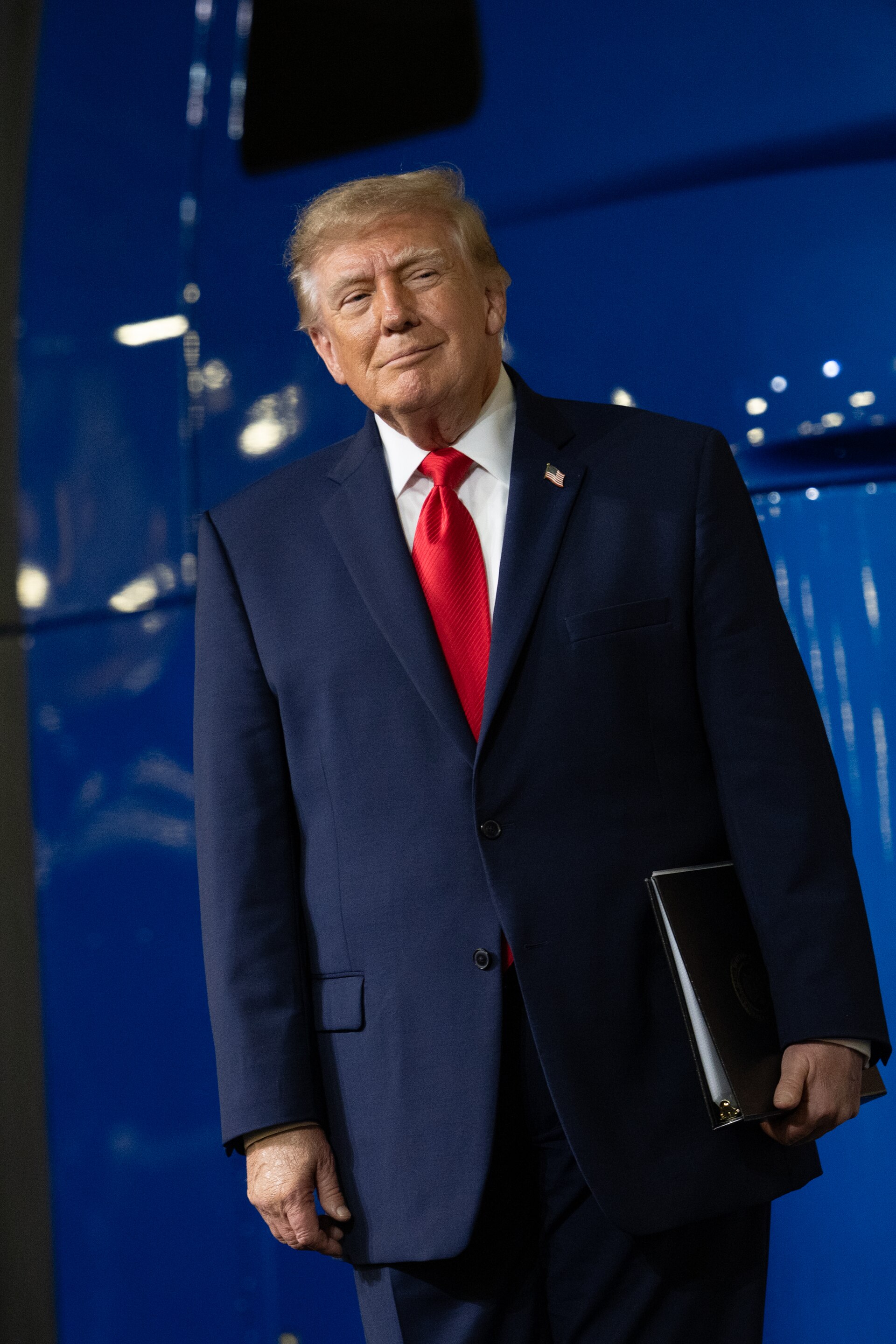 President Donald Trump at the Peterbilt Motors Company in Denton, Texas