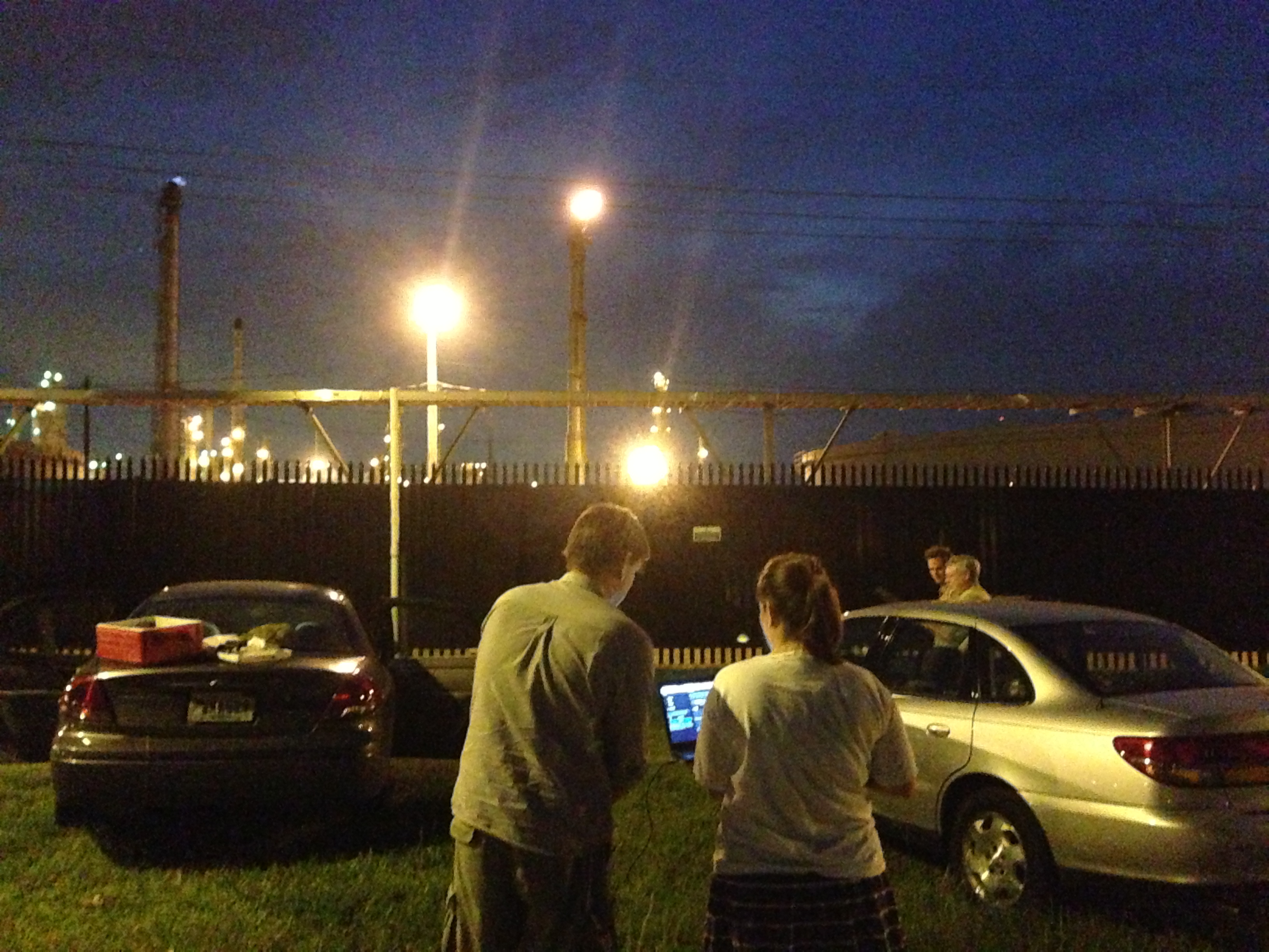 An oil refinery complex glowing at night (file photo)