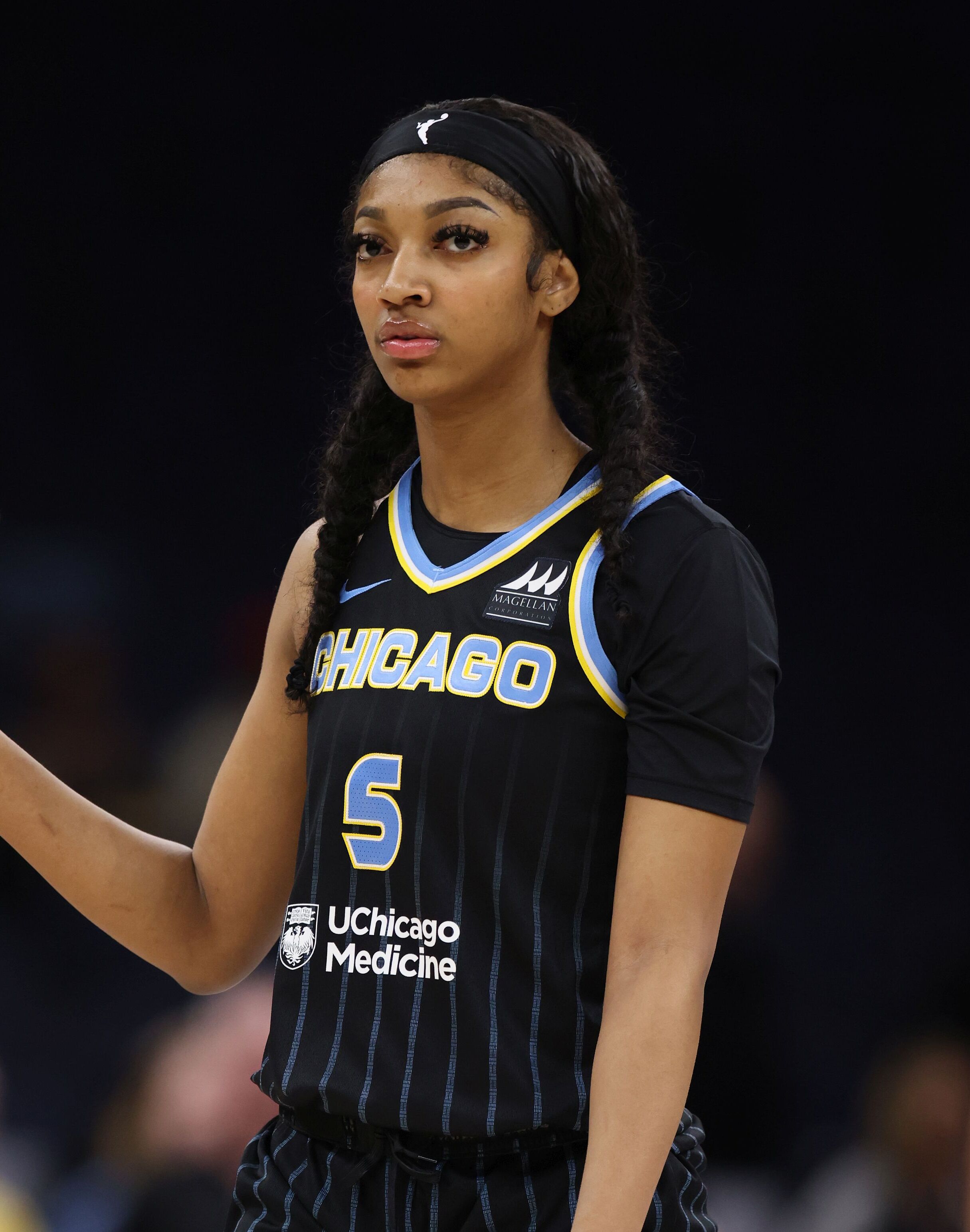 Angel Reese during a WNBA game