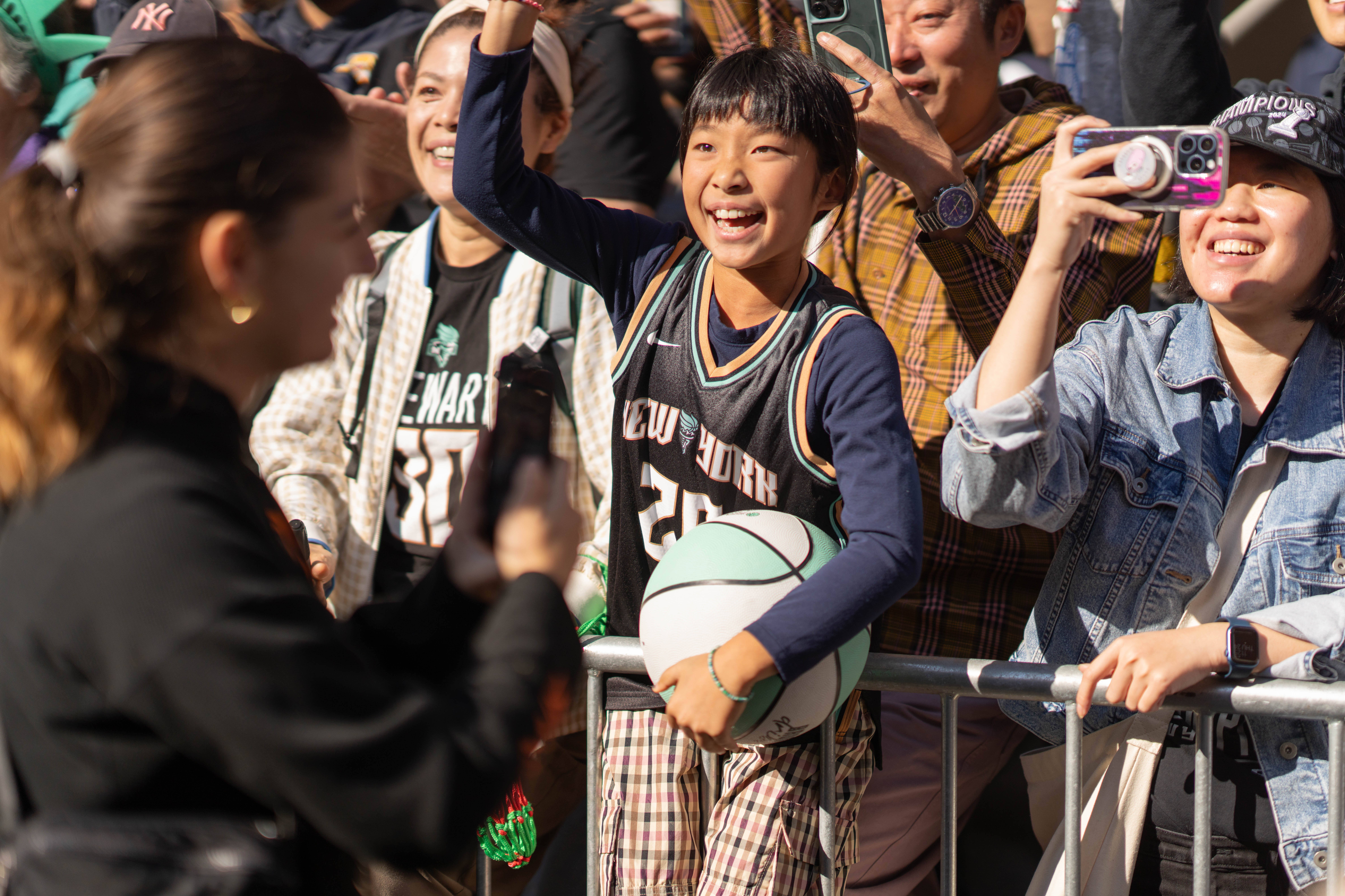 The New York Liberty celebrate their 2024 WNBA championship at the Canyon of Heroes parade in New York City