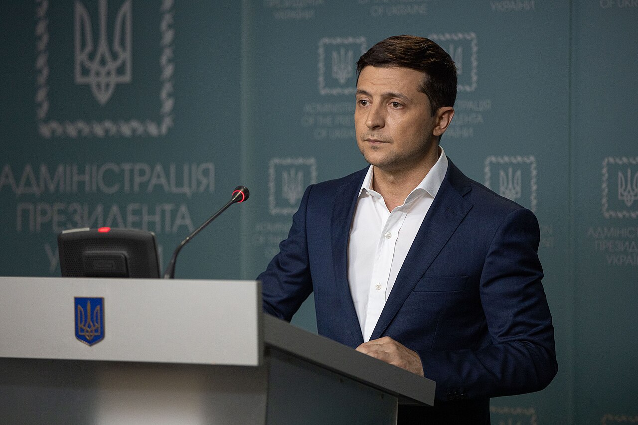 Ukrainian President Volodymyr Zelenskyy delivering an address as he condemns the Trump Russia diesel deal