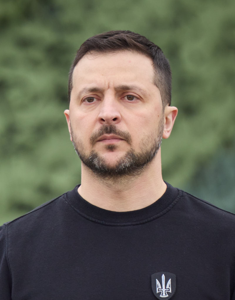 Ukrainian President Volodymyr Zelenskyy speaking at a National Guard of Ukraine event