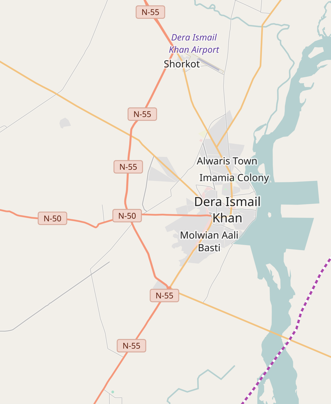 Locator map of Dera Ismail Khan district, Pakistan