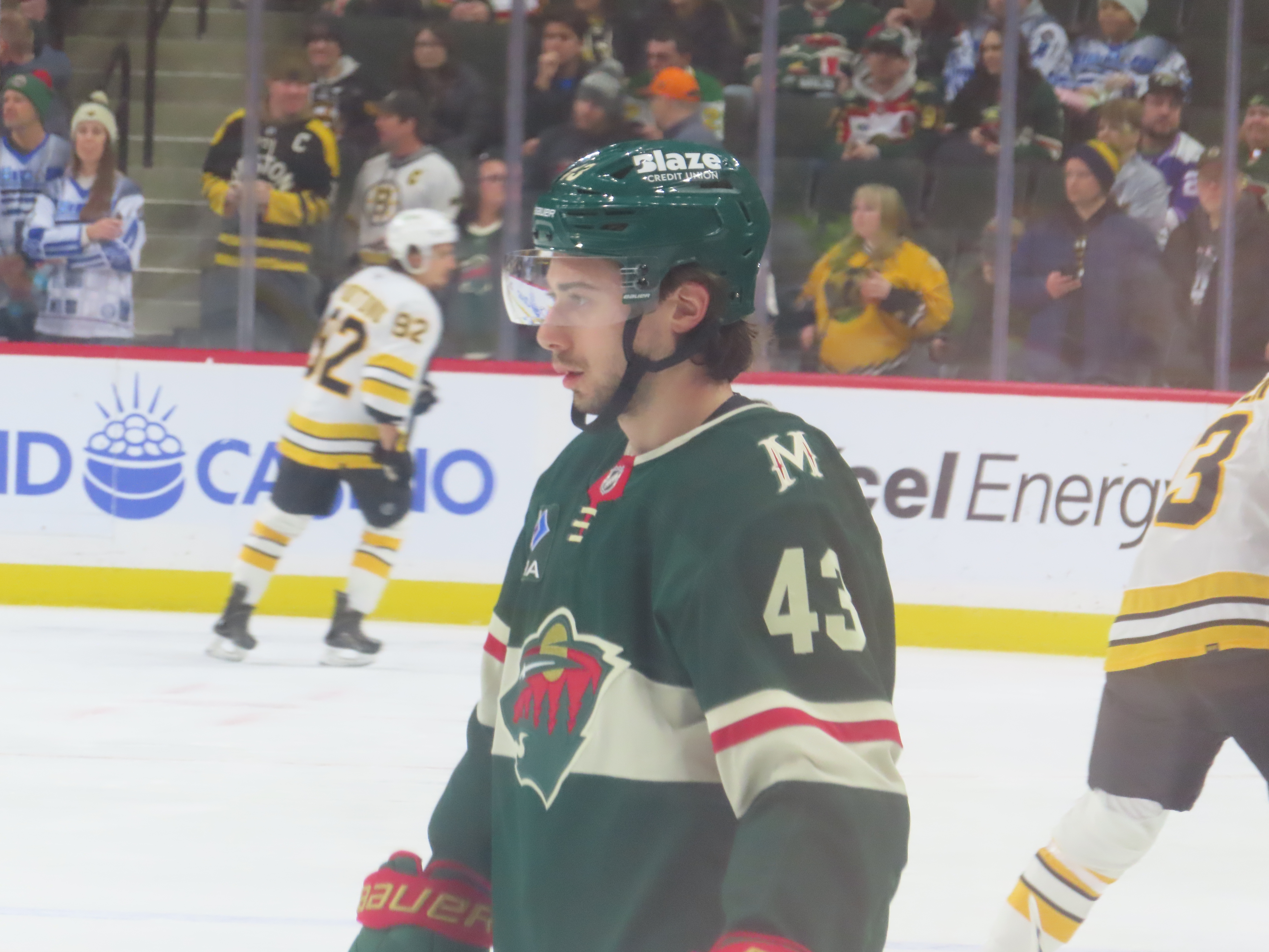 Quinn Hughes in a Minnesota Wild jersey during warmups before his Wild debut in December 2025, file photo