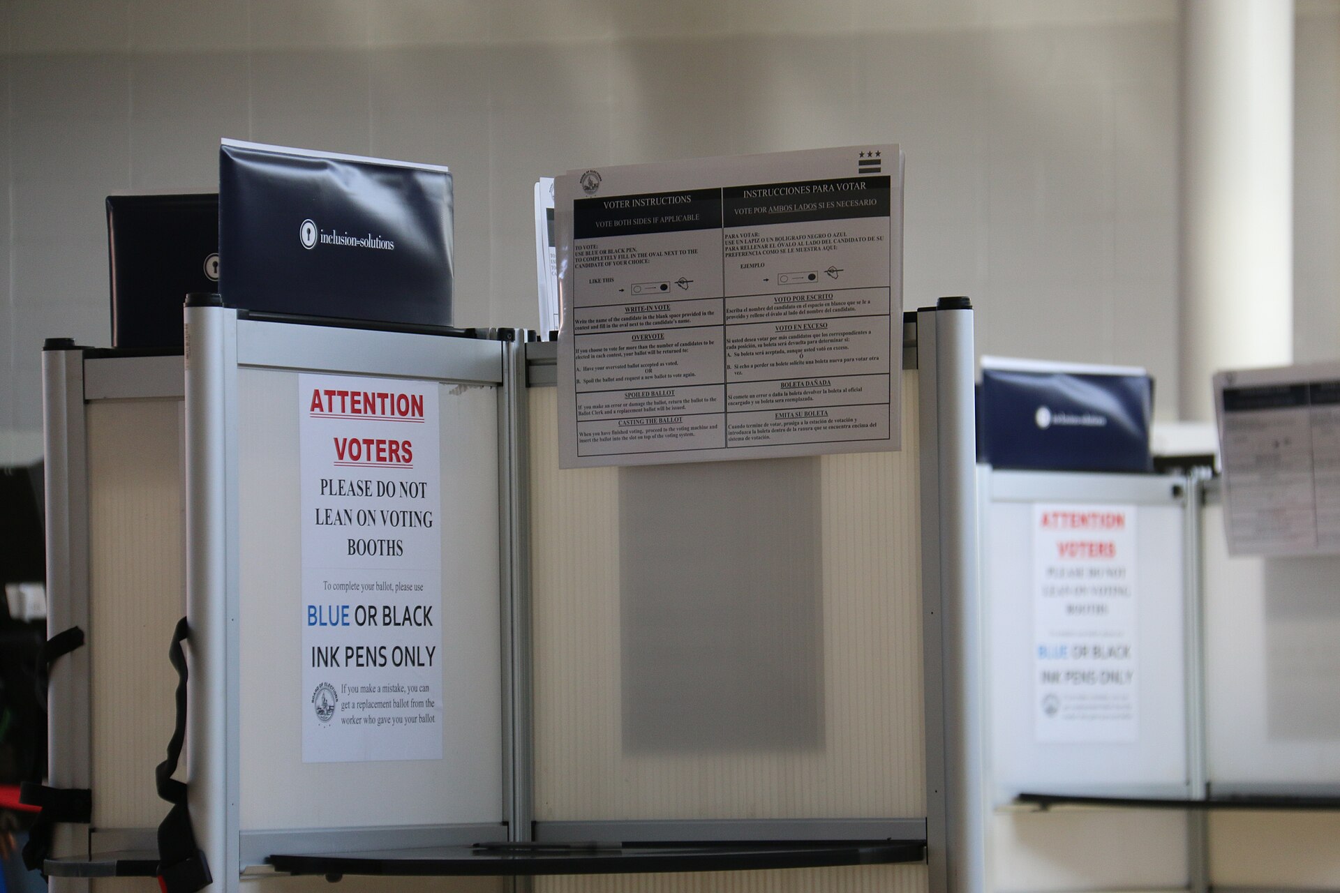 Voting booths at a U.S. polling station in Washington, D.C., the kind of polling place where voter fraud tips reward claims would originate
