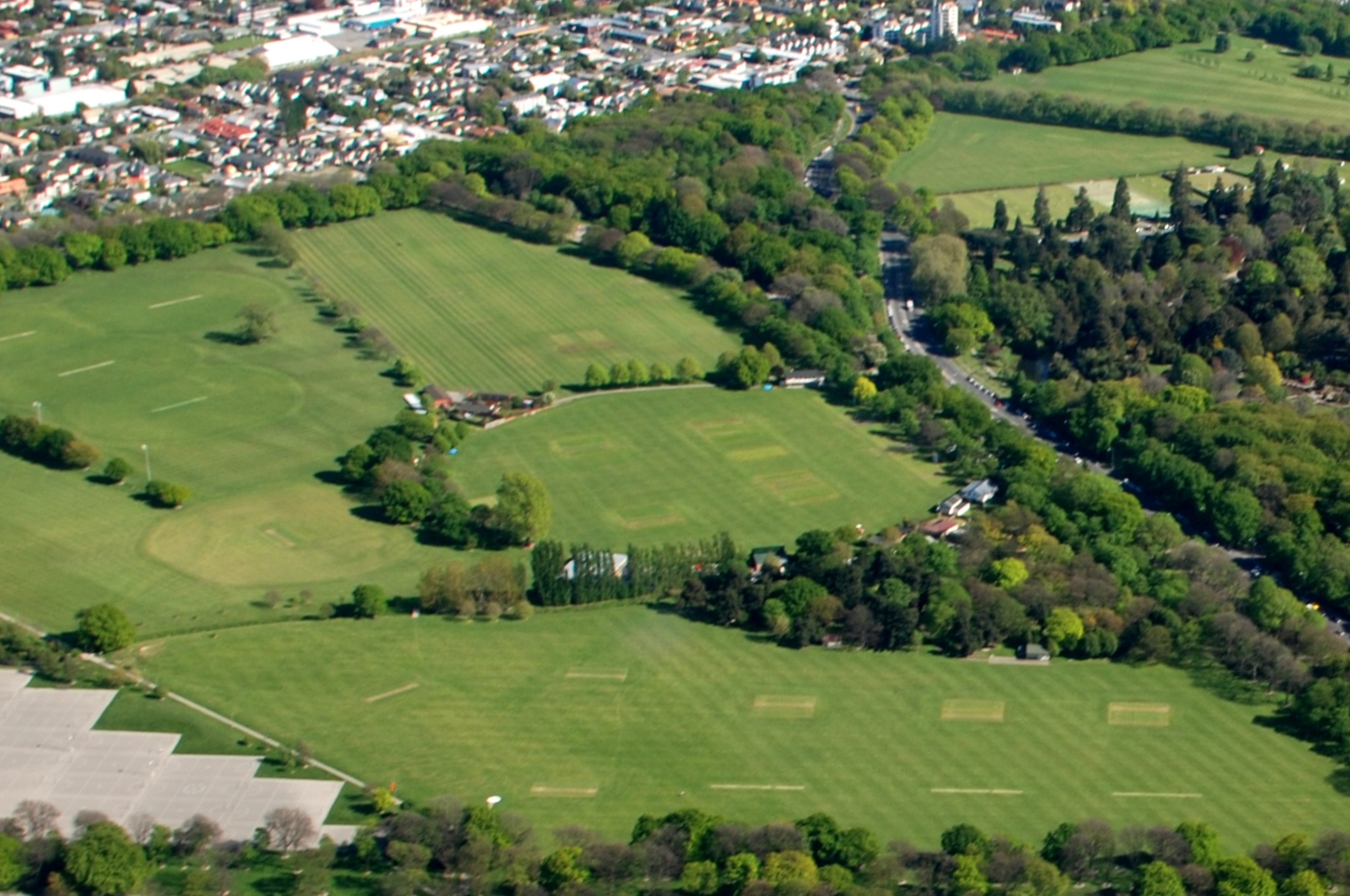 Aerial view of Hagley Park in Christchurch, where the India vs New Zealand 2nd T20I was played at Hagley Oval