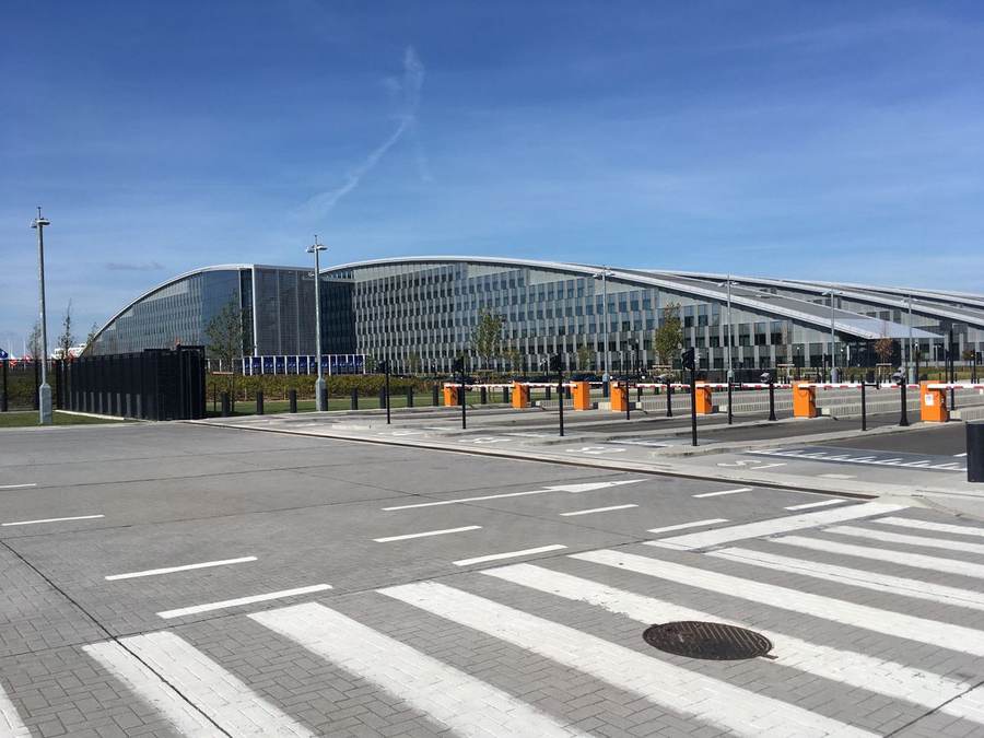 The new NATO headquarters building in Brussels, where Secretary General Mark Rutte warned Russia the alliance will defend every inch of allied territory