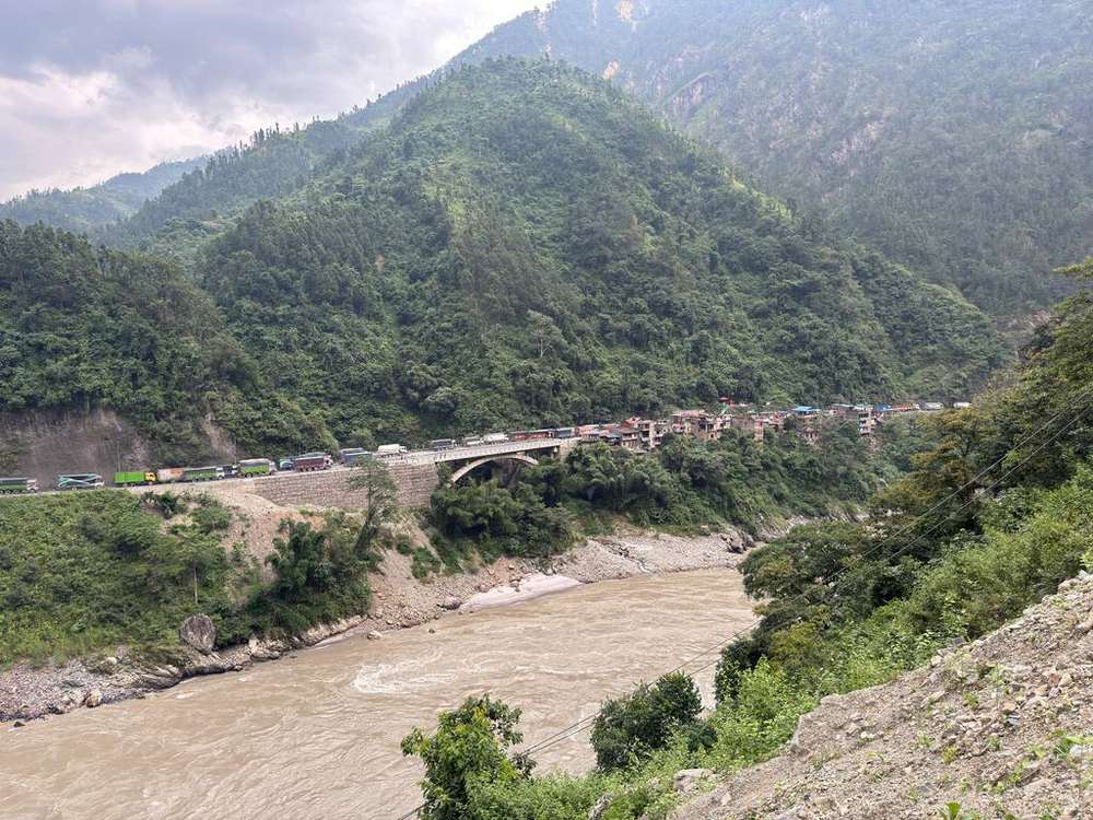 A landslide scar on a Nepal hillside — September 2026 monsoon landslides killed dozens across Nepal