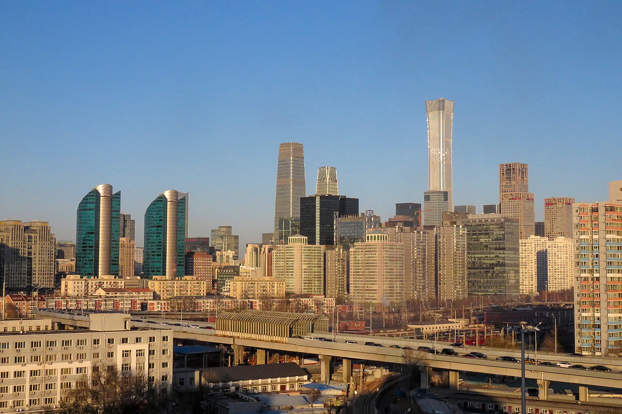 Beijing central business district skyline, where China AI export controls October 2026 were drafted by the commerce and science ministries