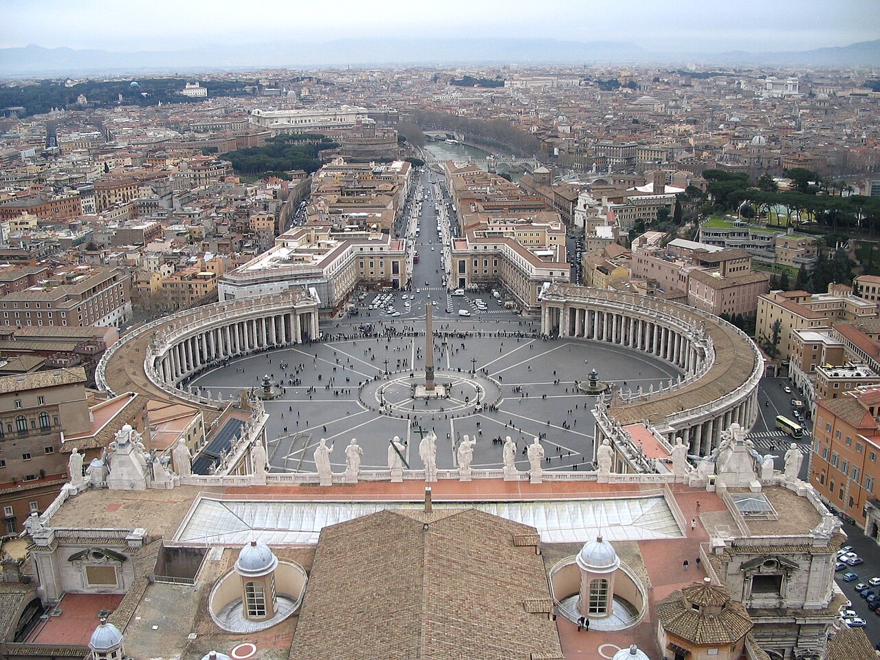 St Peter's Square and the Via della Conciliazione seen from the dome of St Peter's Basilica