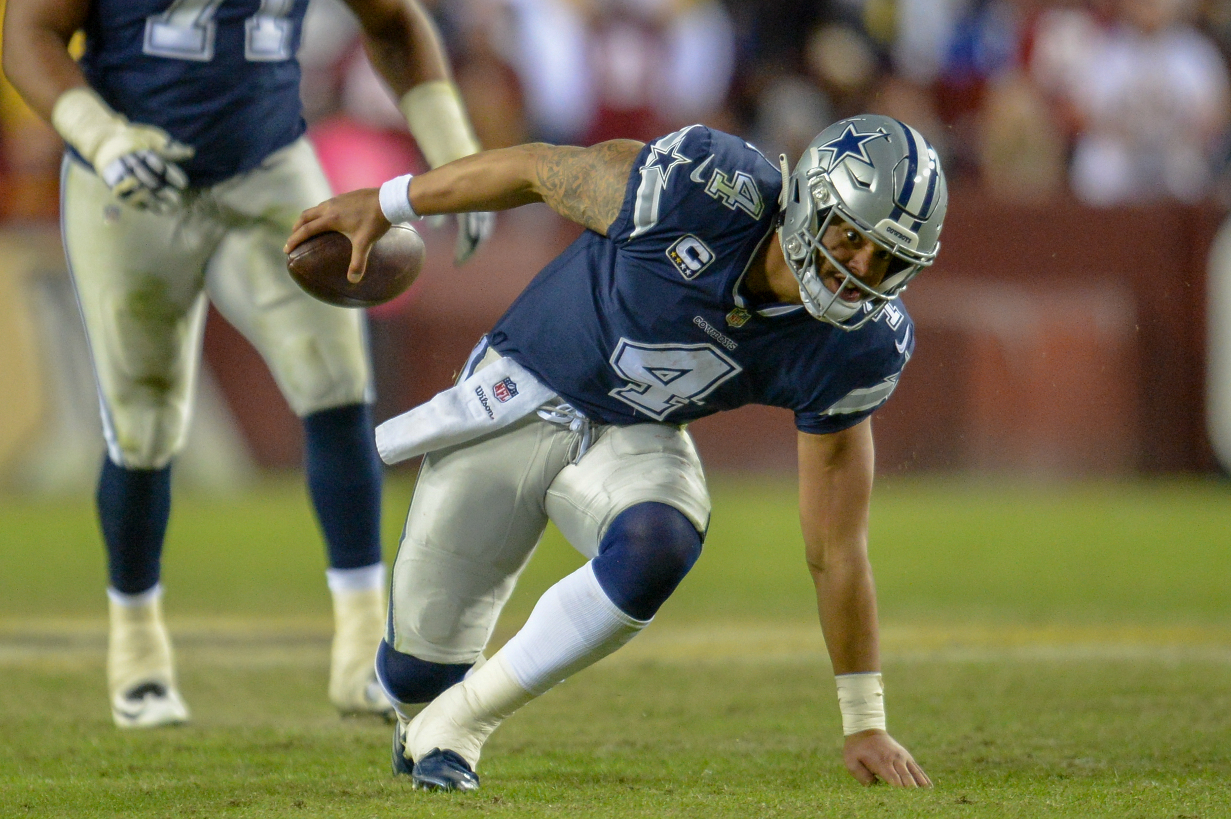Dak Prescott Dallas Cowboys quarterback threw two interceptions in Packers territory in loss at Green Bay