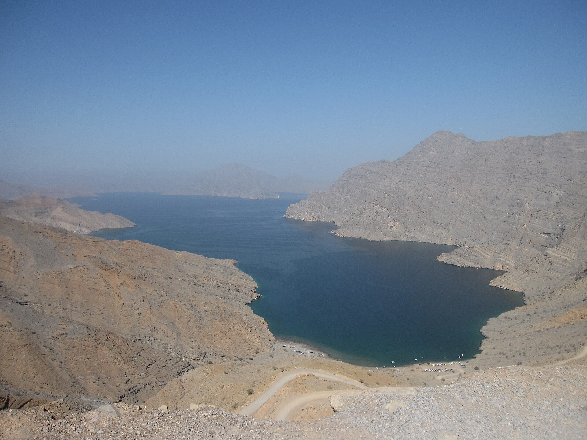 A fjord on Oman’s Musandam Peninsula, on the southern shore of the Strait of Hormuz