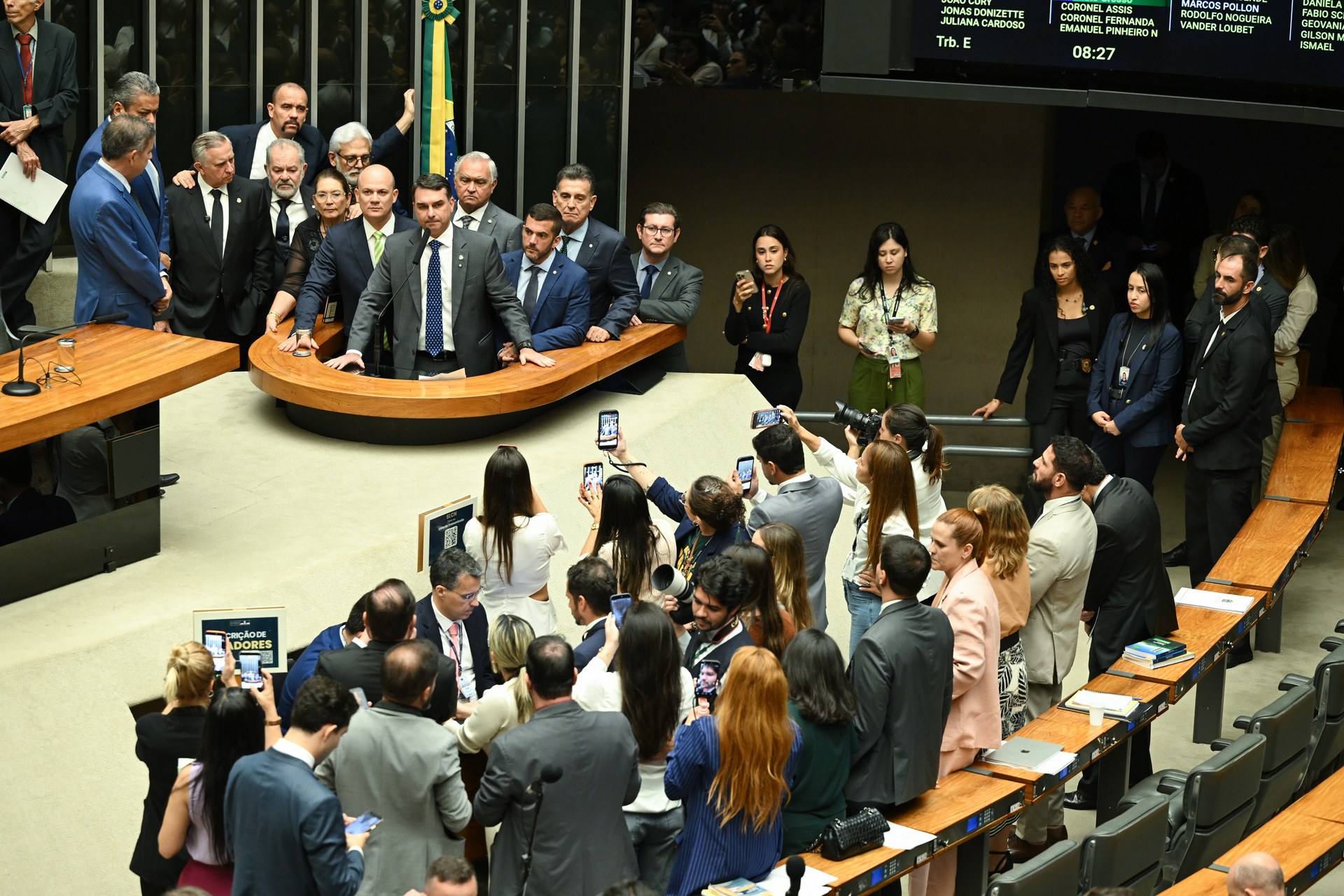 Flávio Bolsonaro addressing a joint session of Brazil's National Congress in Brasília, May 2026