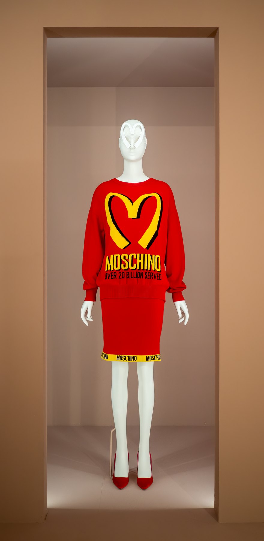 A Moschino ensemble displayed in the Metropolitan Museum of Art exhibition Camp Notes on Fashion