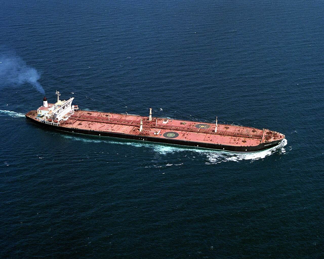 The oil tanker Bridgeton underway in a 1993 file photograph, illustrating the commercial shipping at stake in Strait of Hormuz negotiations