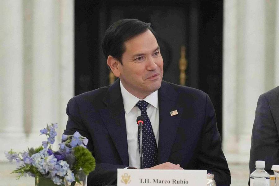 US Secretary of State Marco Rubio ahead of talks with Saudi Foreign Minister Prince Faisal bin Farhan in Washington