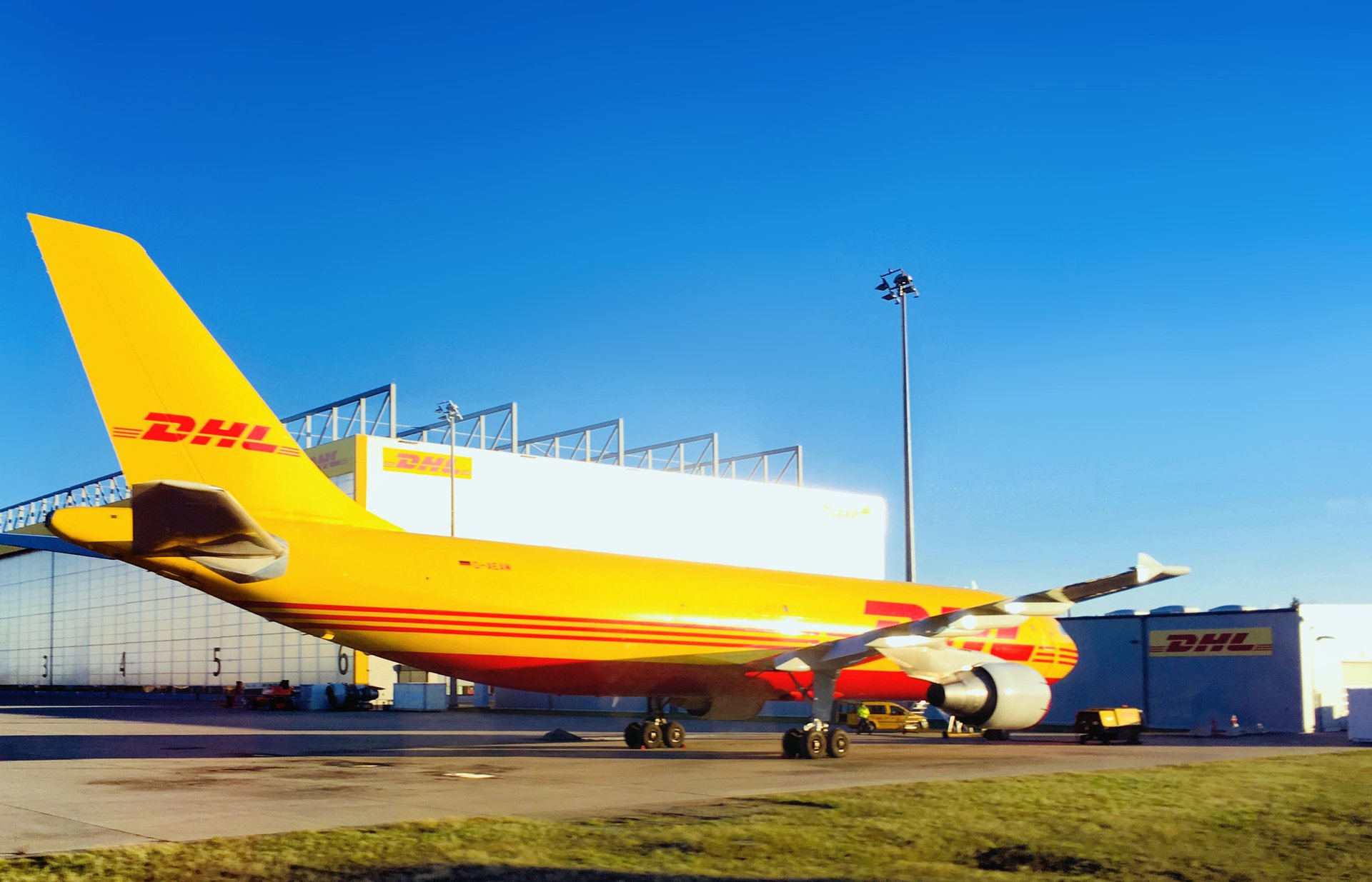 DHL cargo jet at Leipzig/Halle Airport, one of Europe's largest cargo hubs — Leipzig Halle airport news